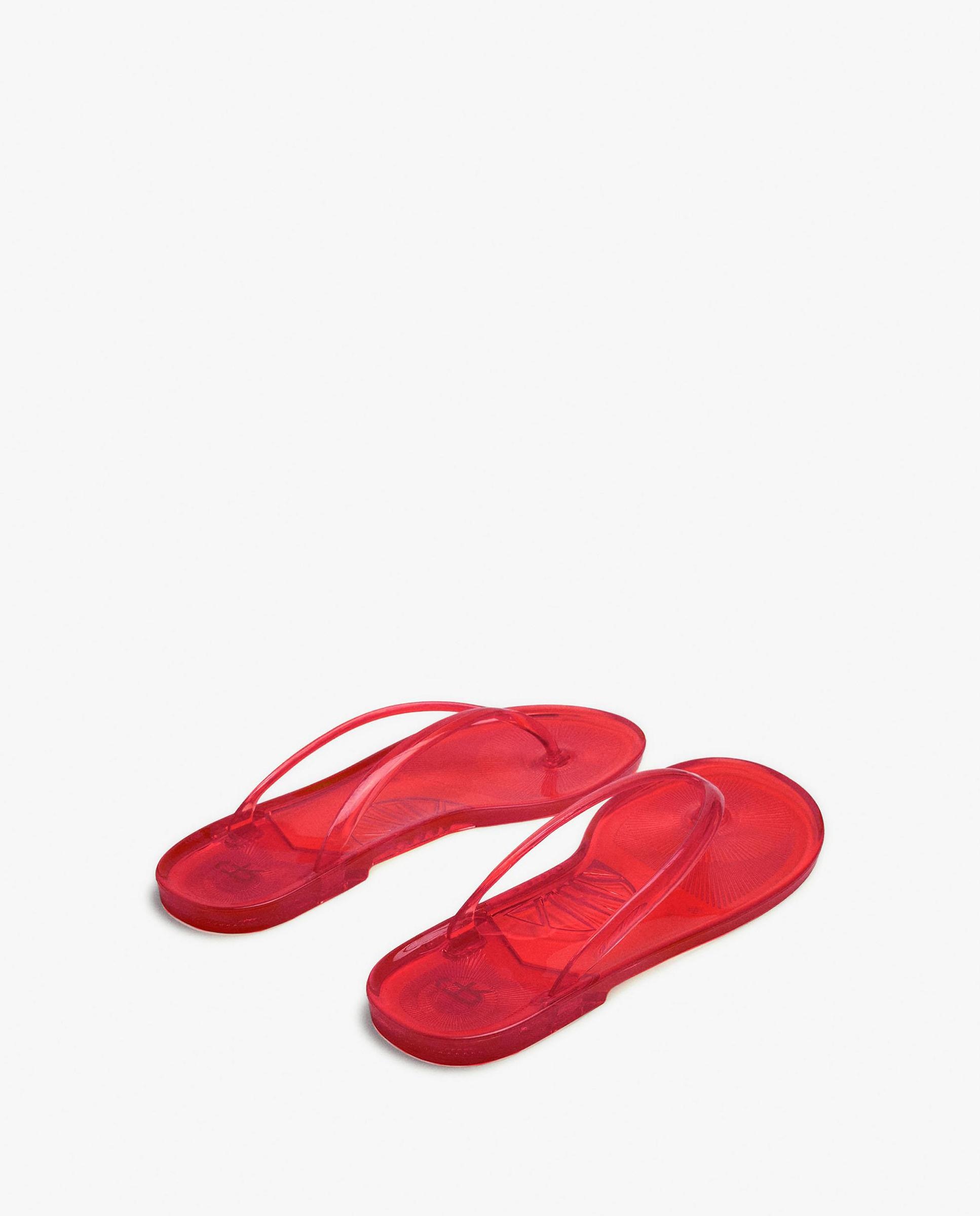 Chanclas de mujer de dedo transparentes con diseño minimalista - Parfois - Rojo Rojo-4