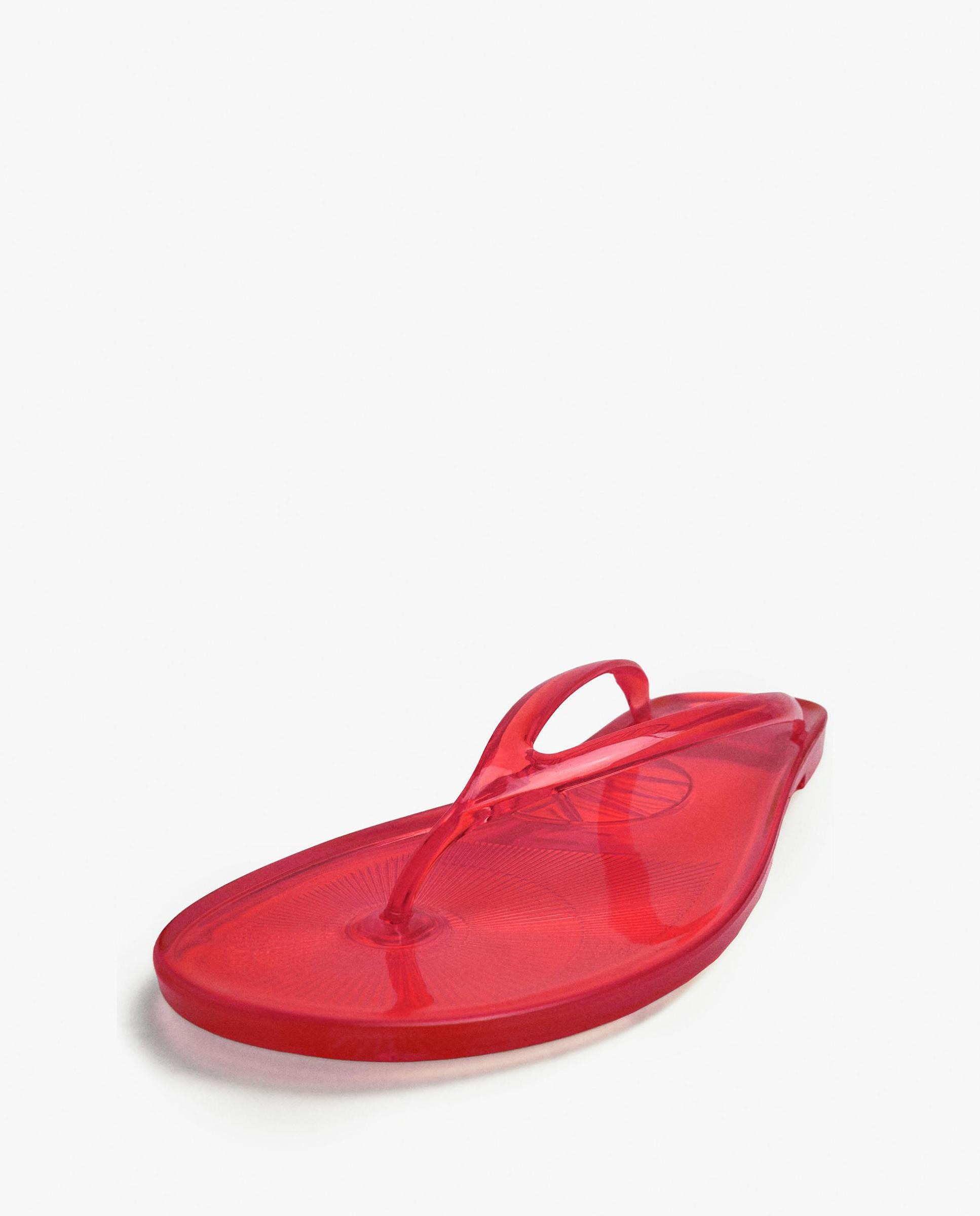 Chanclas de mujer de dedo transparentes con diseño minimalista - Parfois - Rojo Rojo-5