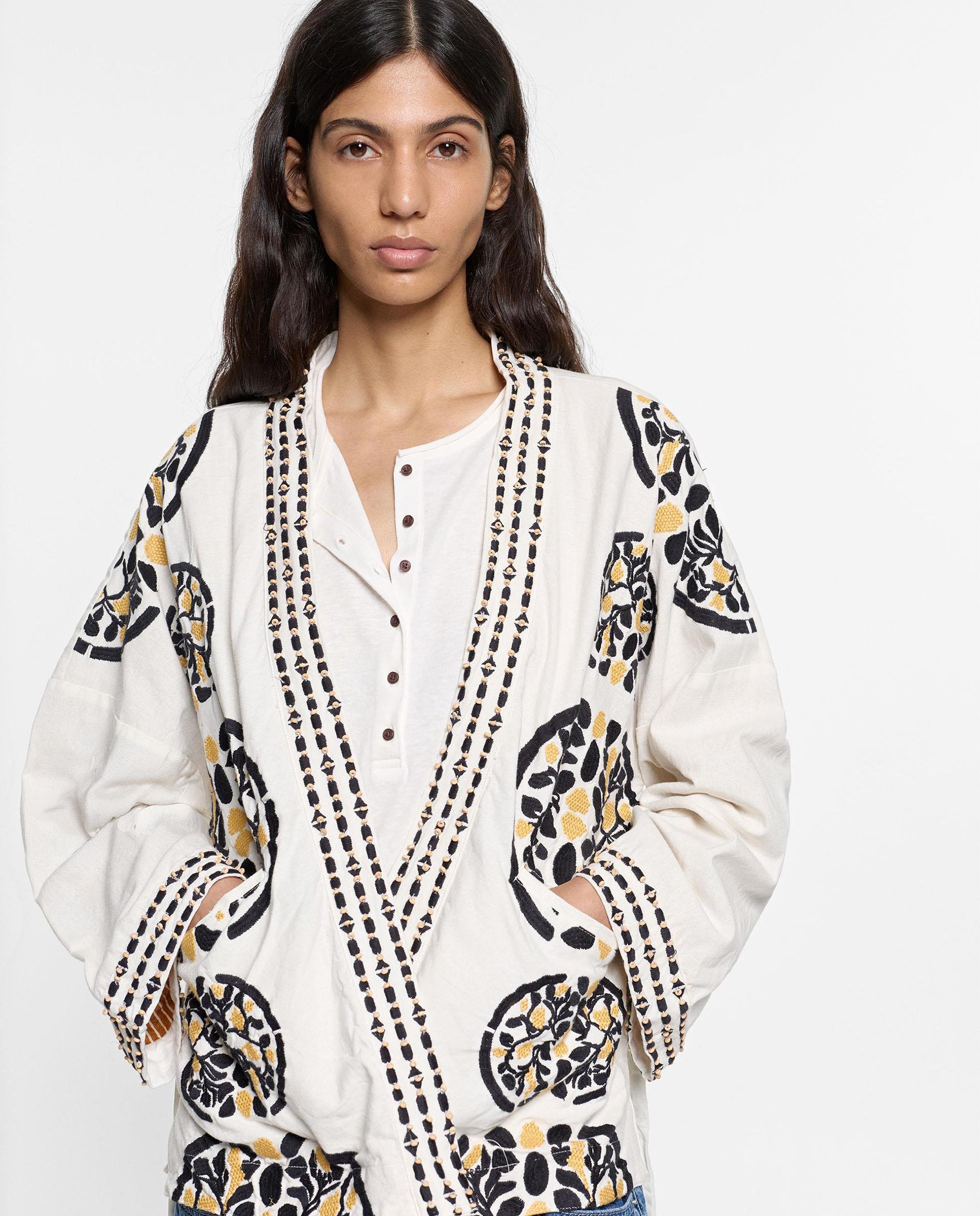 Caftán de mujer 100% algodón estilo kimono con estampado floral - Parfois - Multicolor Multicolor-2