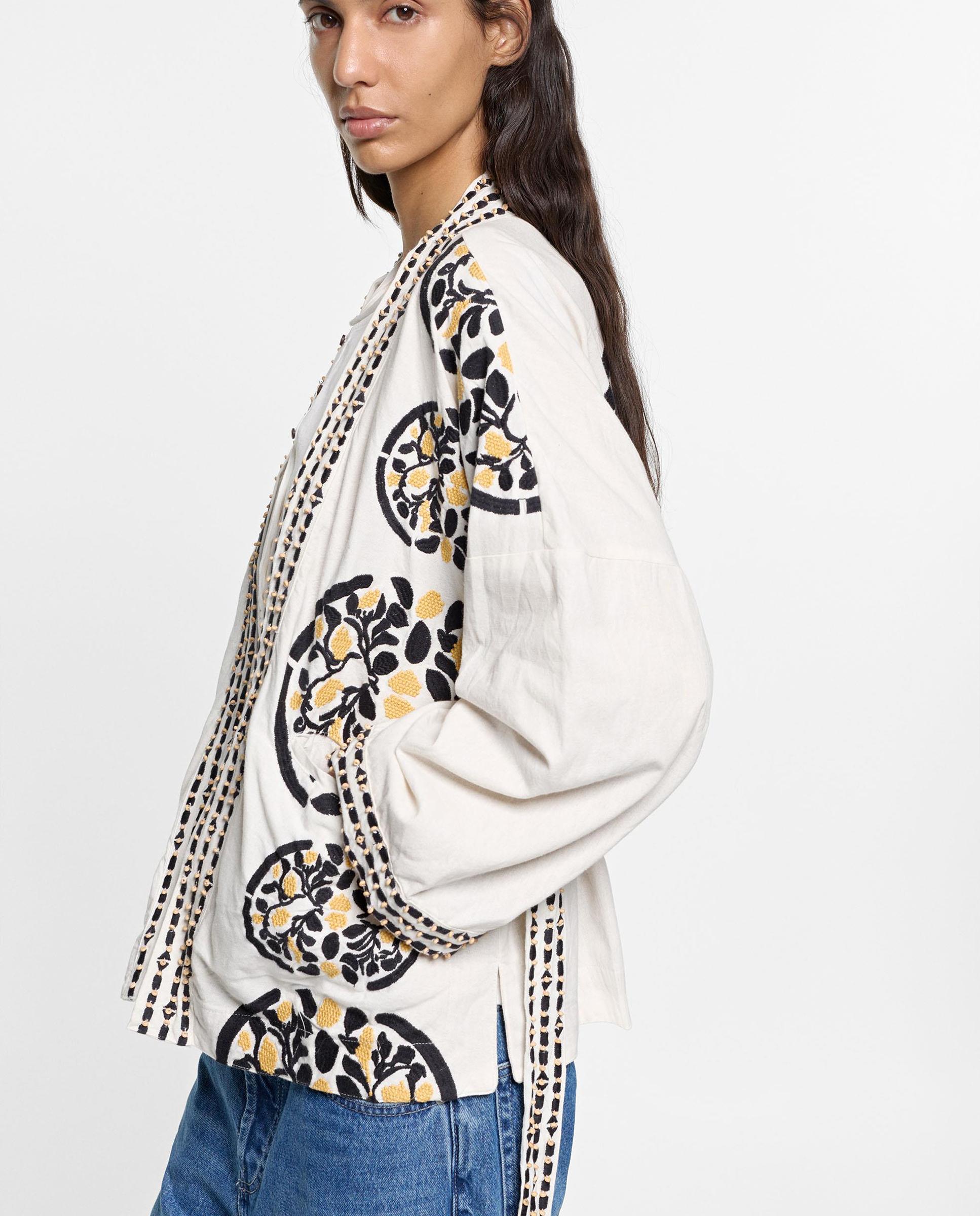 Caftán de mujer 100% algodón estilo kimono con estampado floral - Parfois - Multicolor Multicolor-4