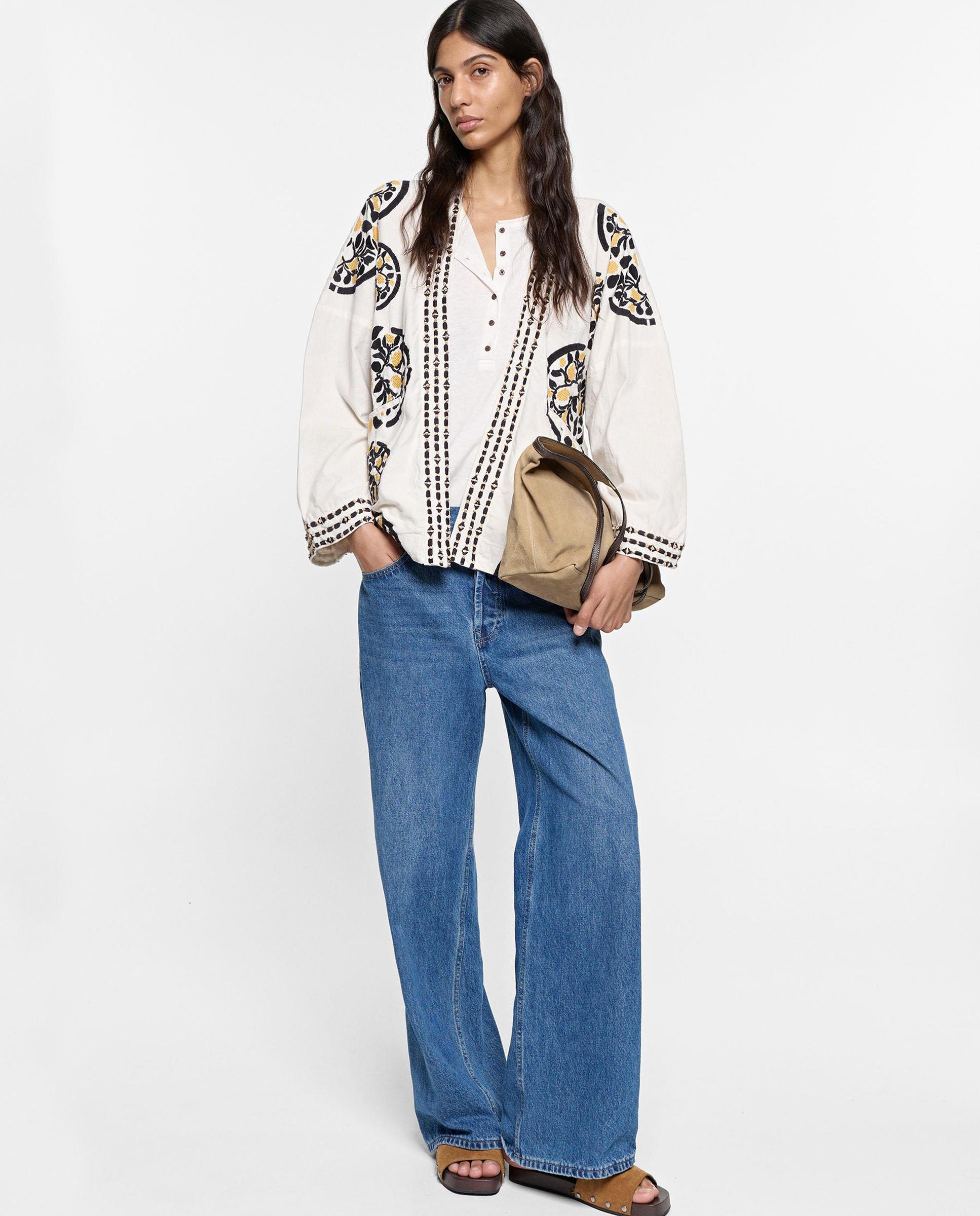 Caftán de mujer 100% algodón estilo kimono con estampado floral - Parfois - Multicolor Multicolor-6