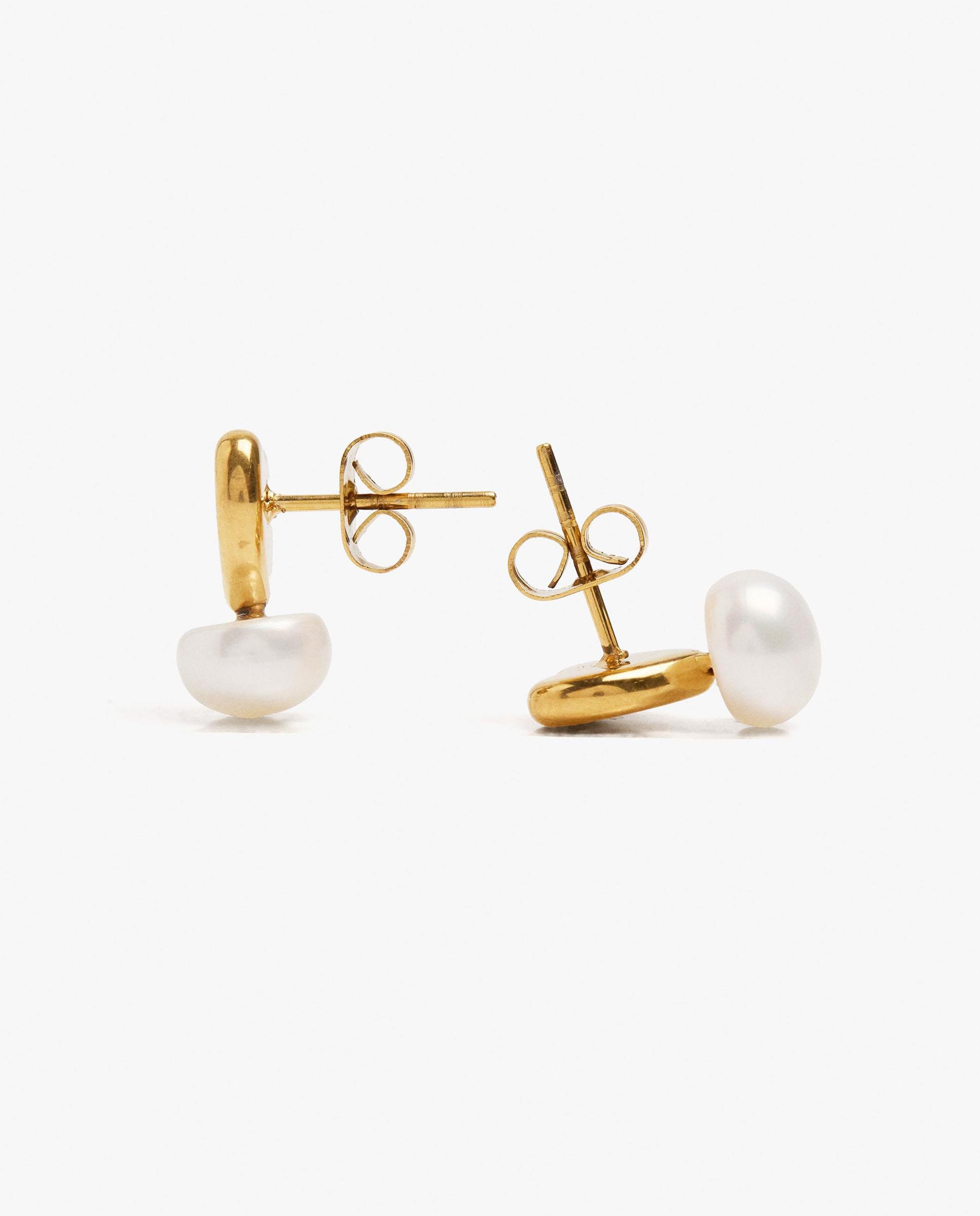Pendientes de acero inoxidable con perla decorativa y forma de corazón - Parfois - Blanco Blanco-3