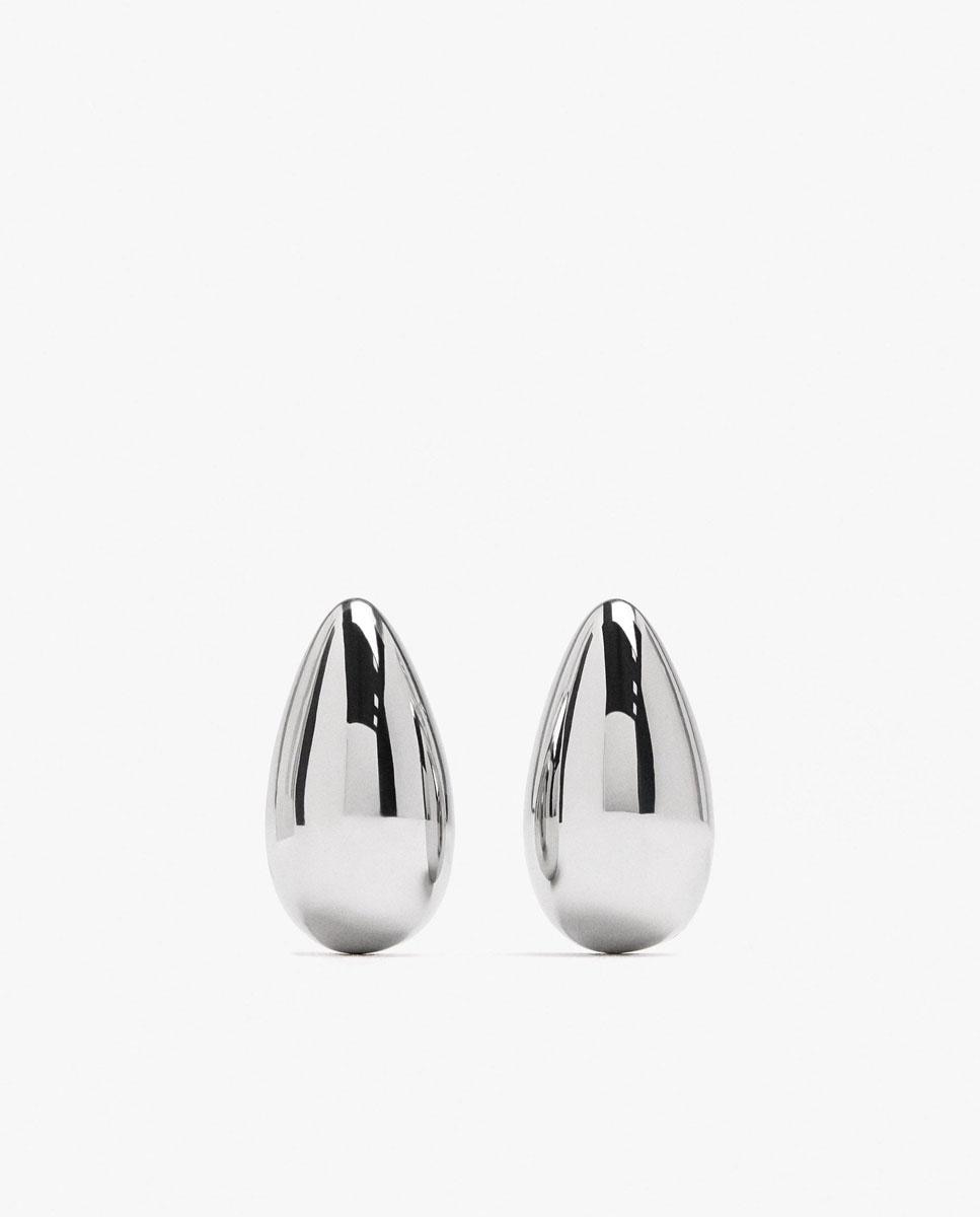 Pendientes de gota de acero inoxidable en liso Plateado Parfois Plateado-1