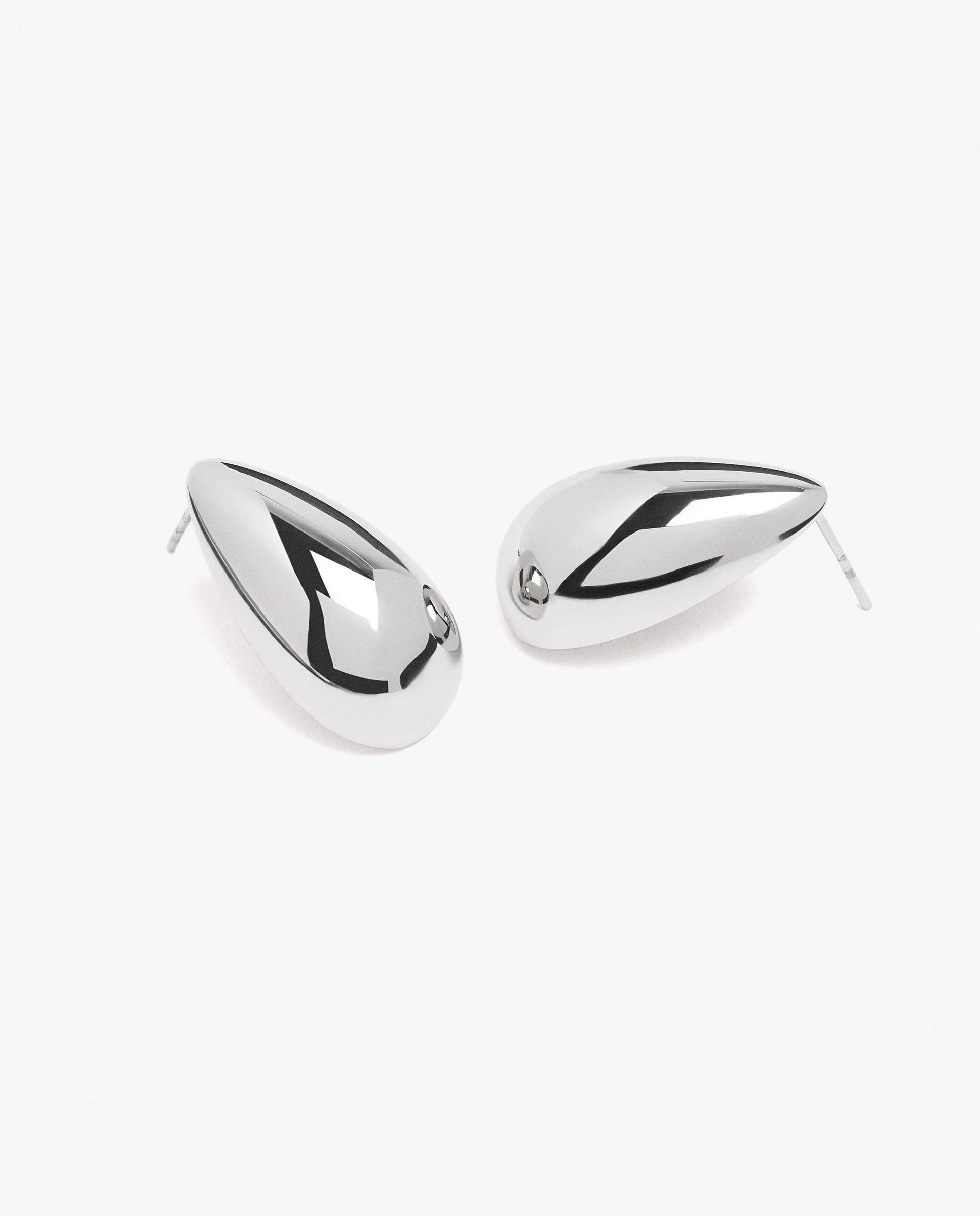 Pendientes de gota de acero inoxidable en liso Plateado Parfois Plateado-2