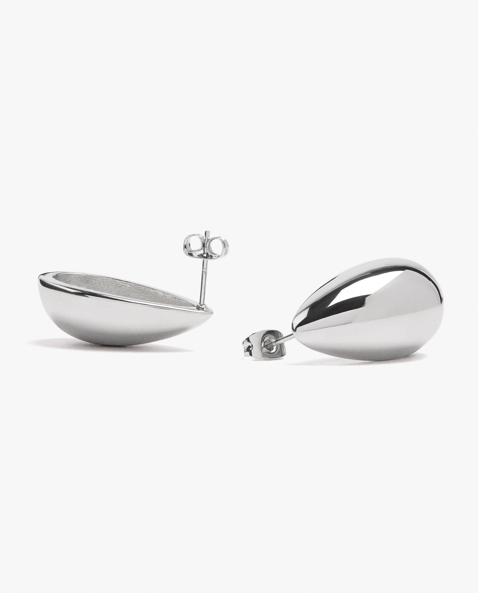 Pendientes de gota de acero inoxidable en liso Plateado Parfois Plateado-3
