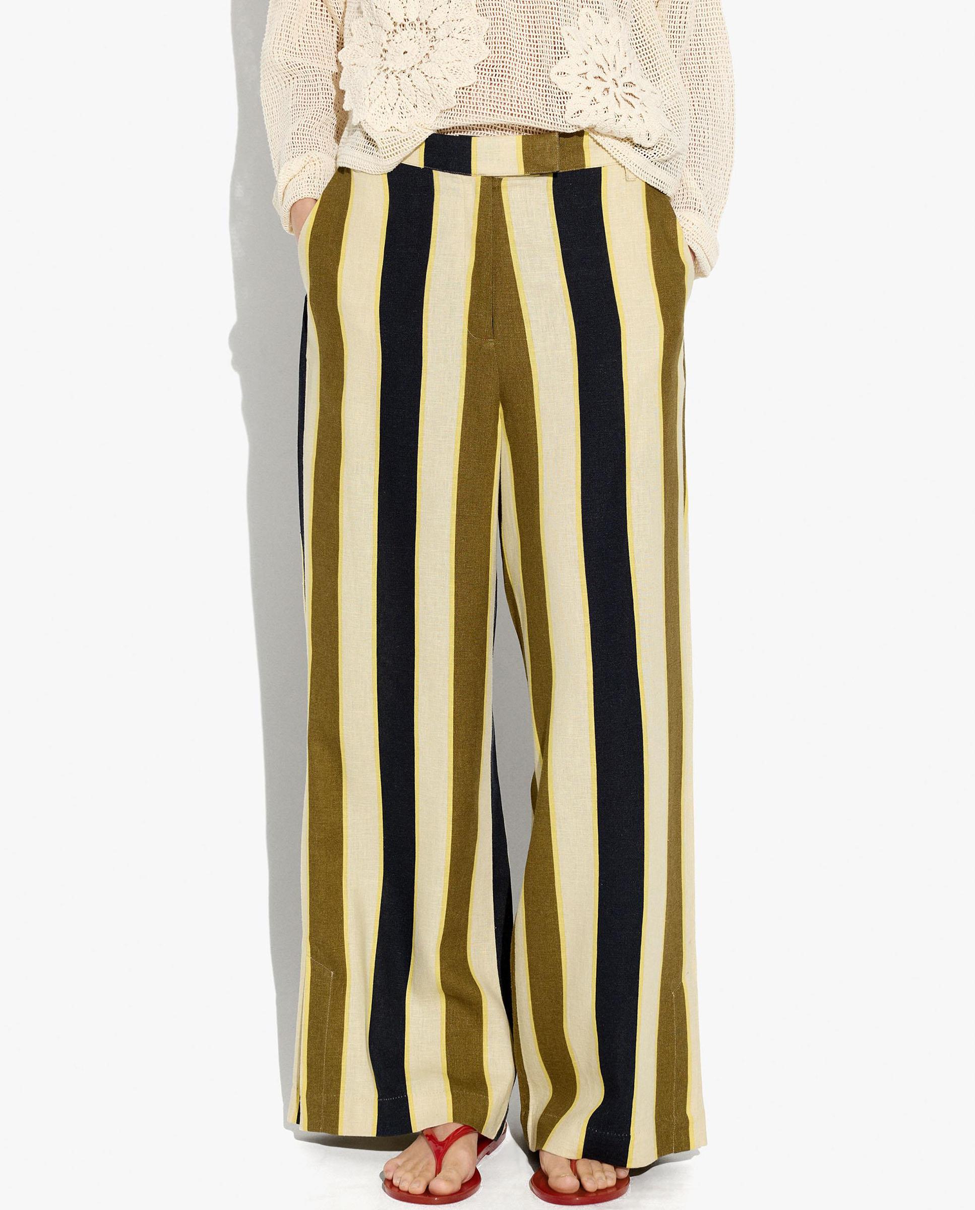 Pantalones rectos de mujer con cierre de cremallera y estampado de rayas - Parfois - Multicolor Multicolor-2