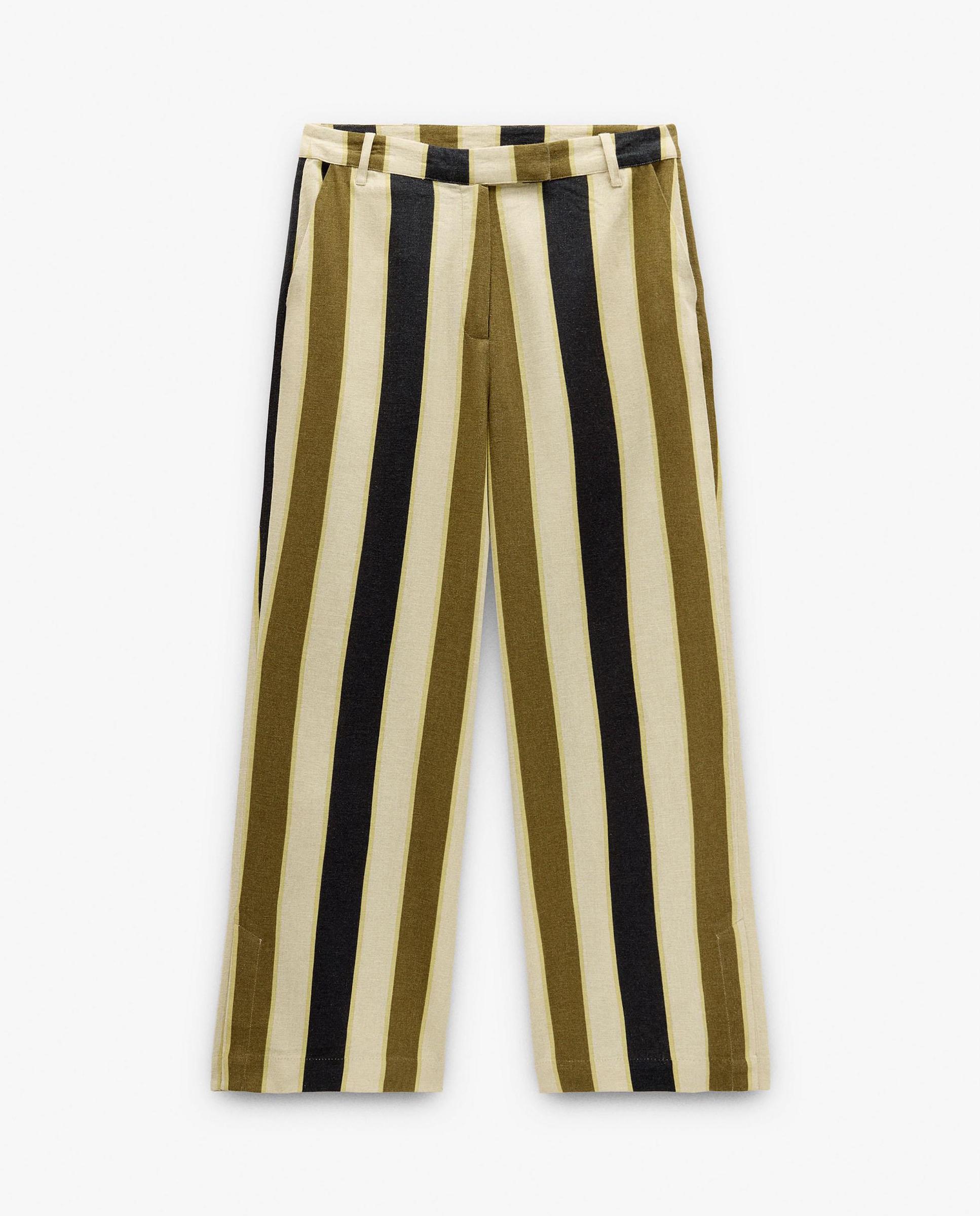 Pantalones rectos de mujer con cierre de cremallera y estampado de rayas - Parfois - Multicolor Multicolor-6