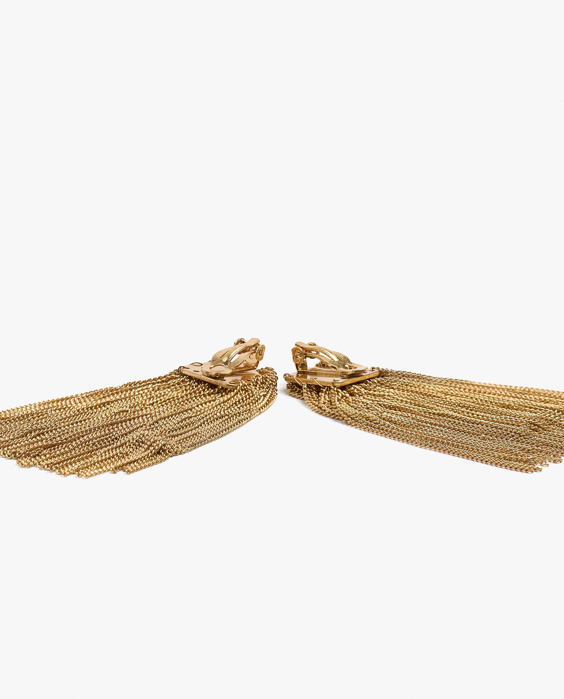 Pendientes con flecos de cadenas metalizadas en liso - Parfois - Dorado Dorado-3