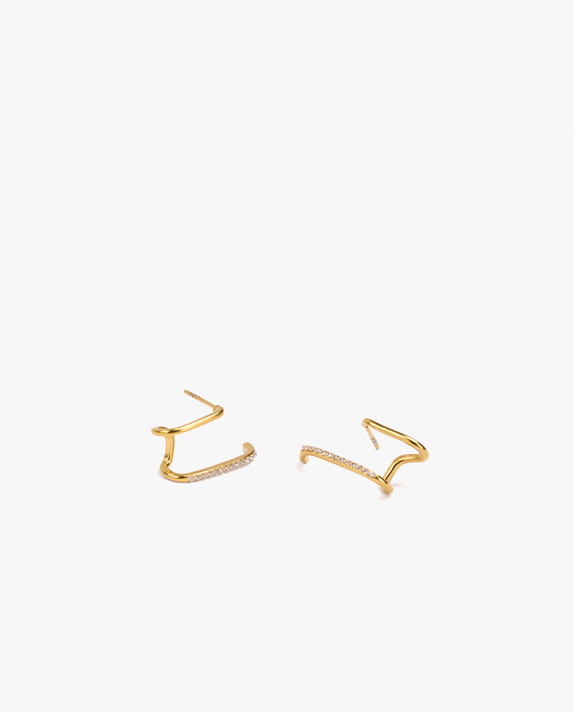 Pendientes trepadores de acero inoxidable con circonitas - Parfois - Blanco Blanco-2