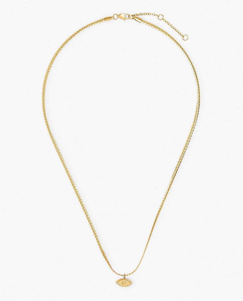 Collar de acero inoxidable corto con abalorio de ojo decorativo - Parfois - Dorado Dorado-1