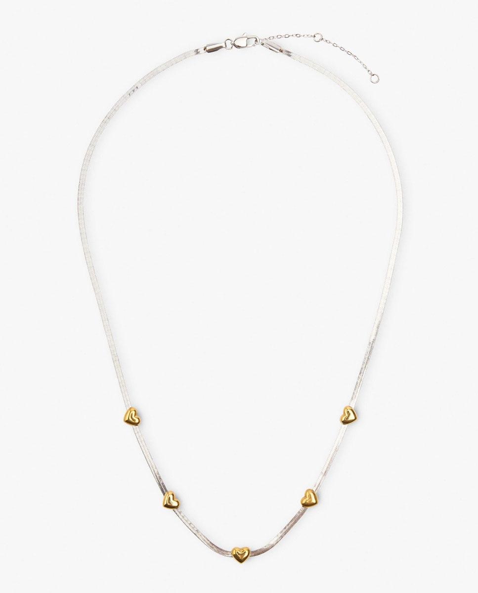 Collar de acero inoxidable corto con abalorios de corazones - Parfois - Dorado Dorado-1