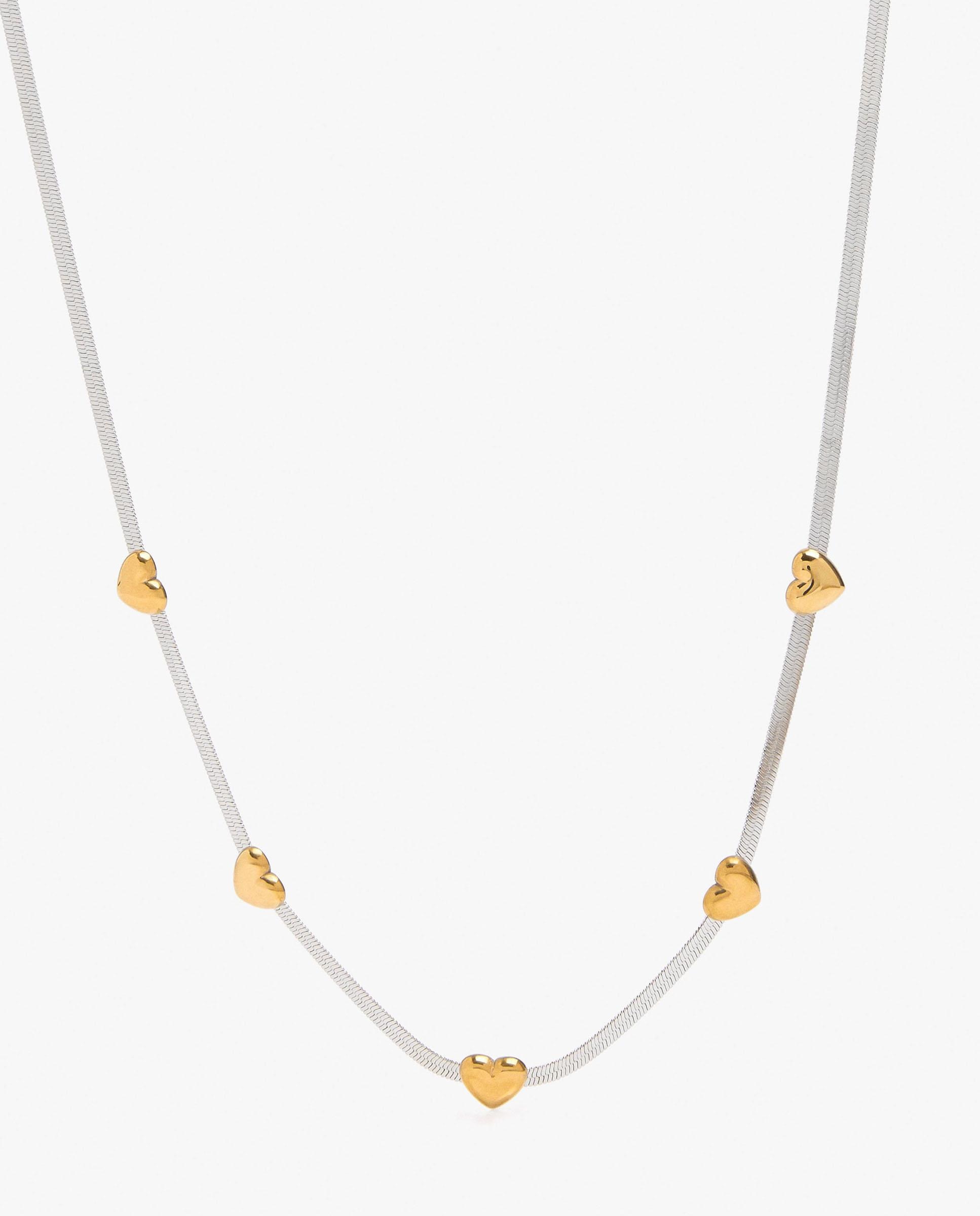 Collar de acero inoxidable corto con abalorios de corazones - Parfois - Dorado Dorado-2