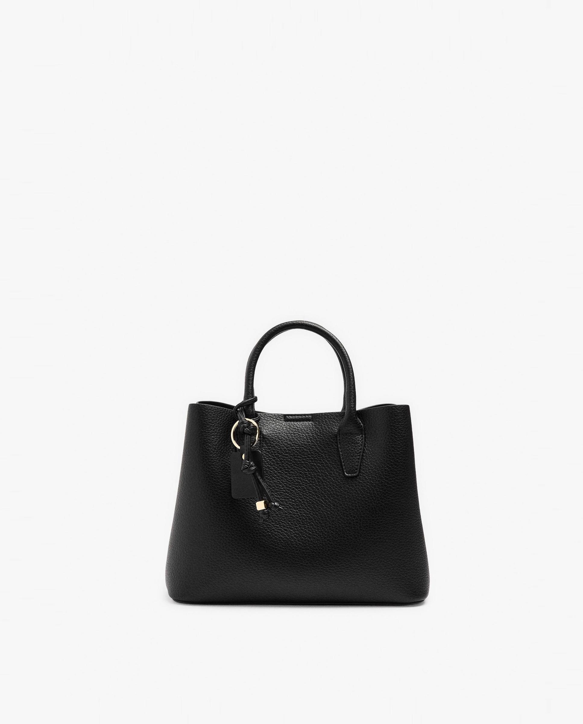 Bolso de mano estilo tote convertible a bandolera con cierre de cremallera en liso - Parfois - Negro Negro-1