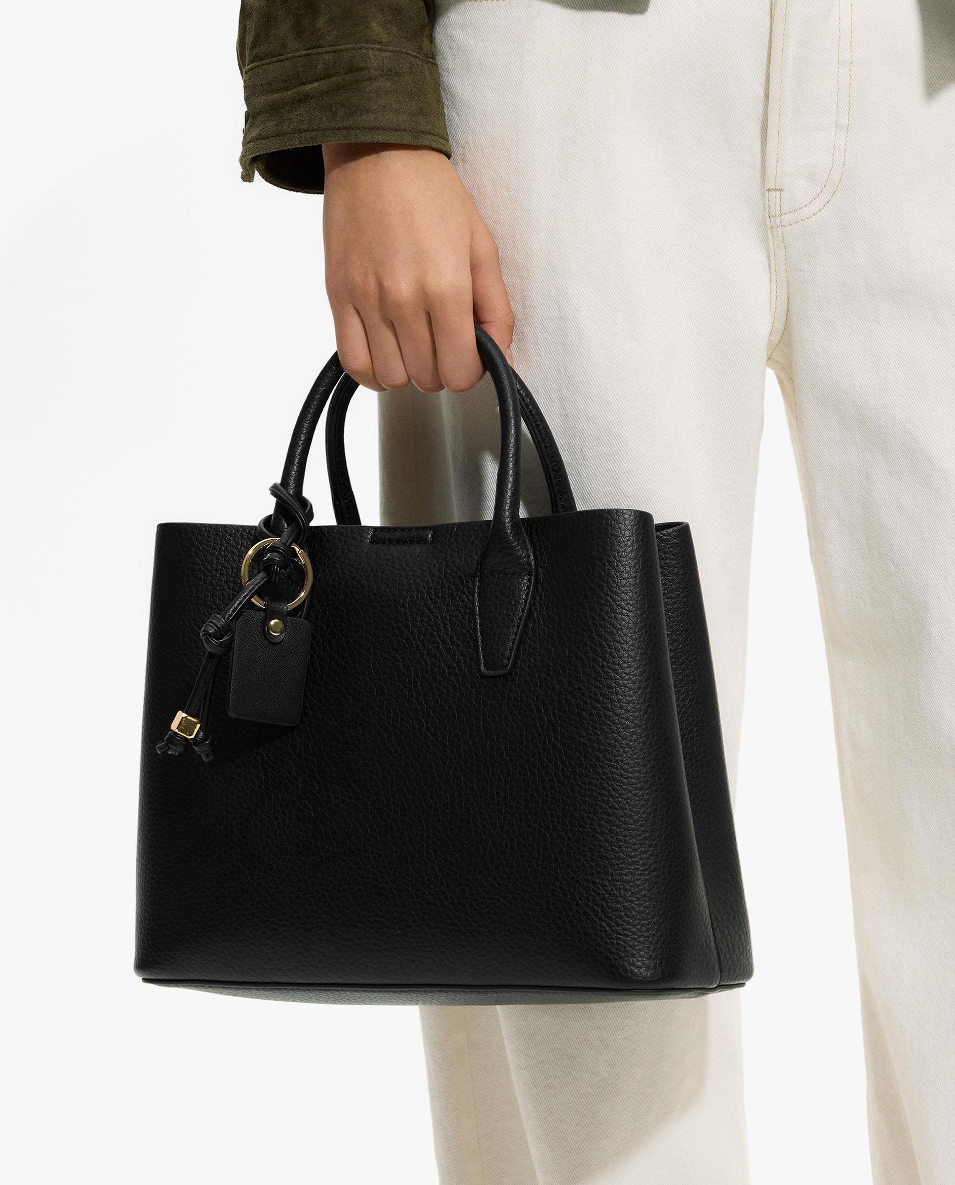 Bolso de mano estilo tote convertible a bandolera con cierre de cremallera en liso - Parfois - Negro Negro-2
