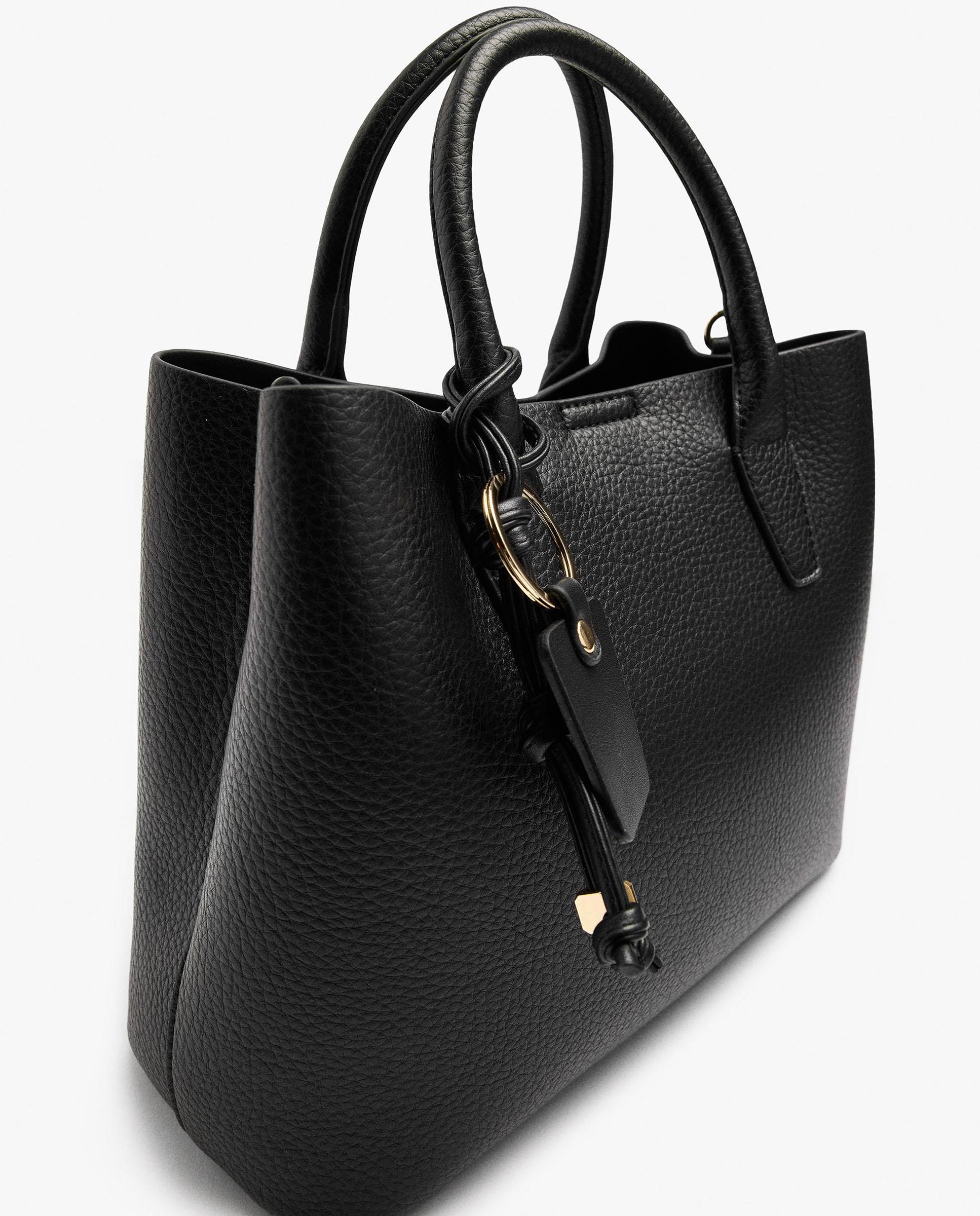 Bolso de mano estilo tote convertible a bandolera con cierre de cremallera en liso - Parfois - Negro Negro-3