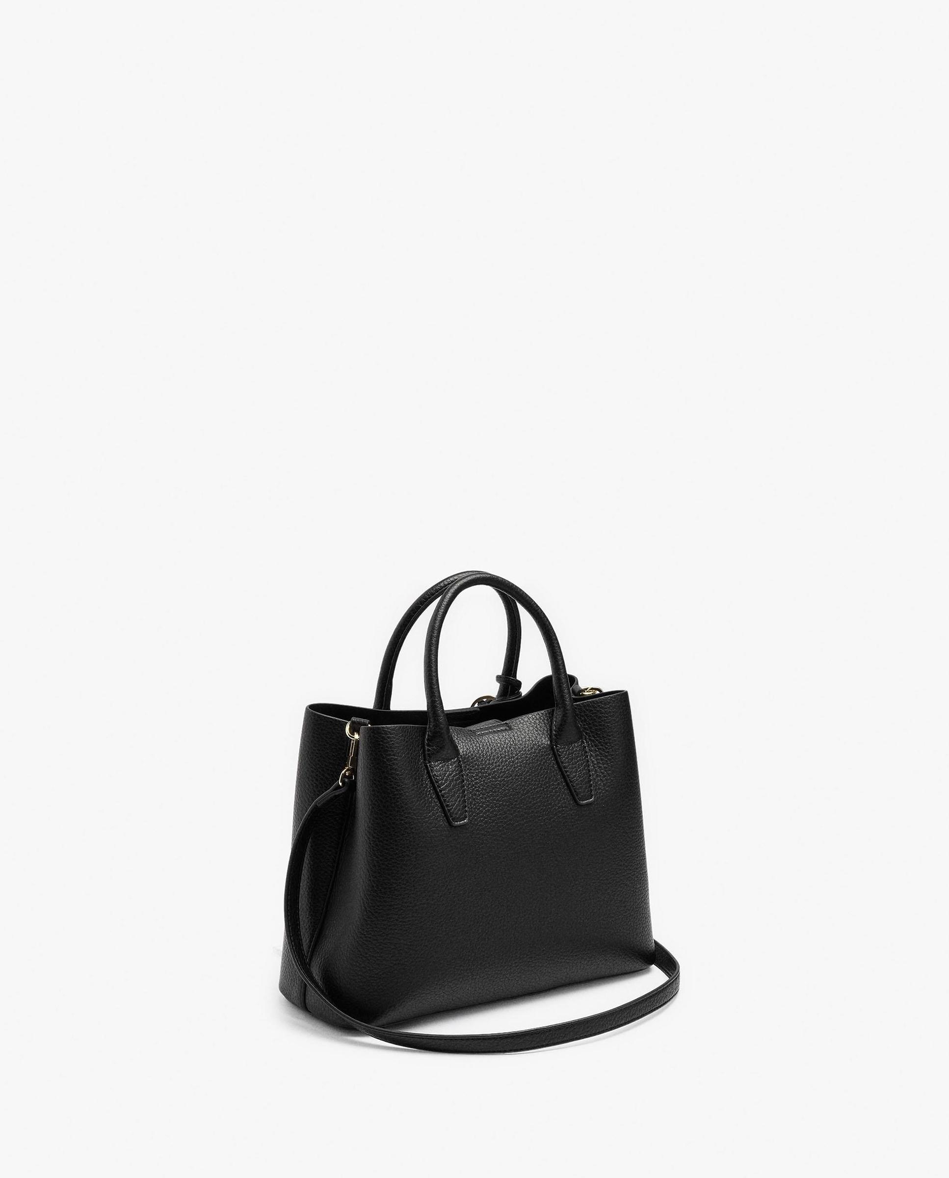 Bolso de mano estilo tote convertible a bandolera con cierre de cremallera en liso - Parfois - Negro Negro-4