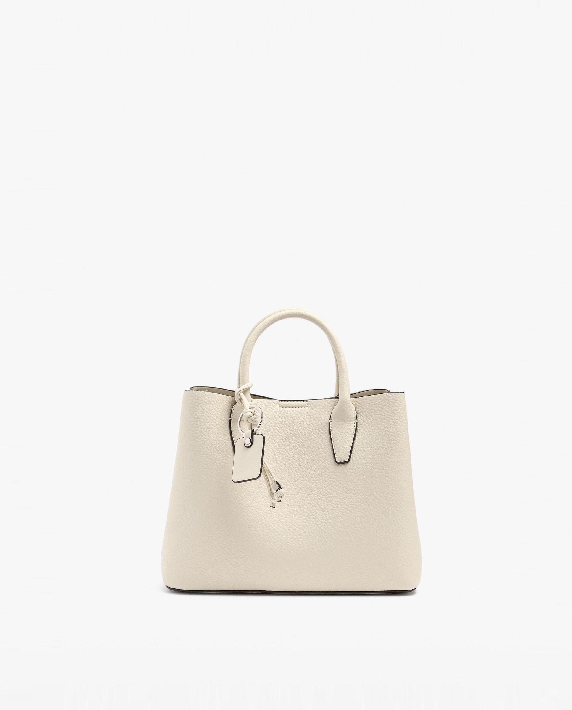 Bolso de mano estilo tote convertible a bandolera con cierre de cremallera en liso - Parfois - Crudo Crudo-1