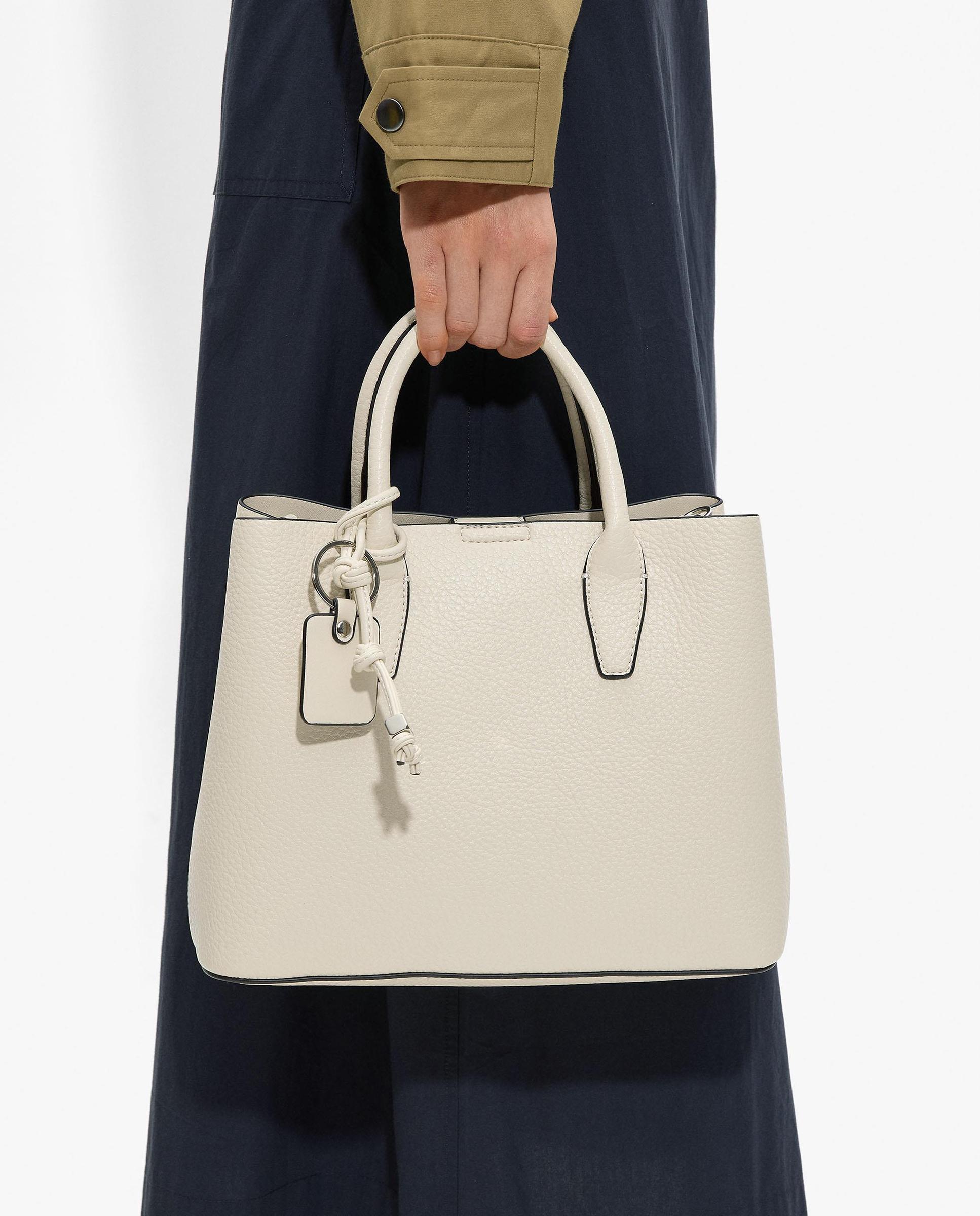 Bolso de mano estilo tote convertible a bandolera con cierre de cremallera en liso - Parfois - Crudo Crudo-2
