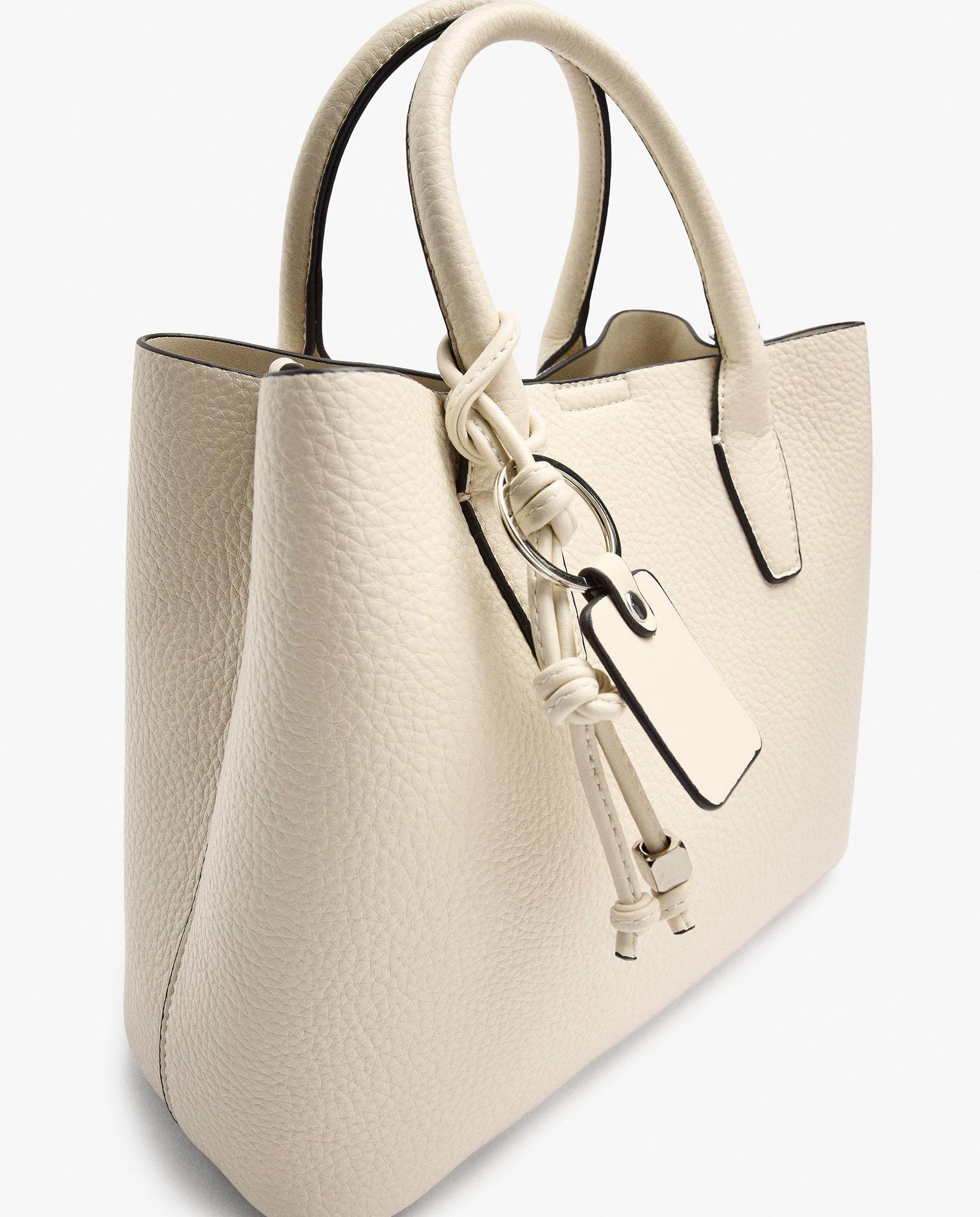 Bolso de mano estilo tote convertible a bandolera con cierre de cremallera en liso - Parfois - Crudo Crudo-3