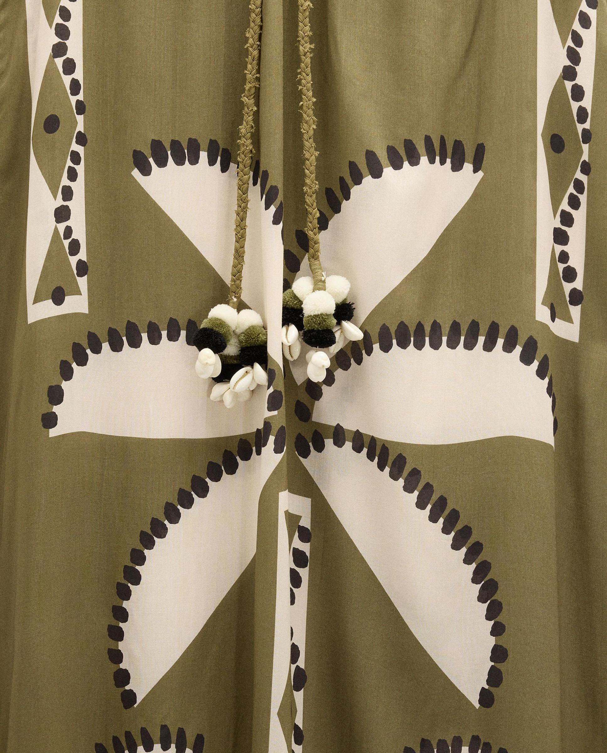 Vestido largo fluido sin mangas con estampado de hojas - Parfois - Kaki Kaki-4