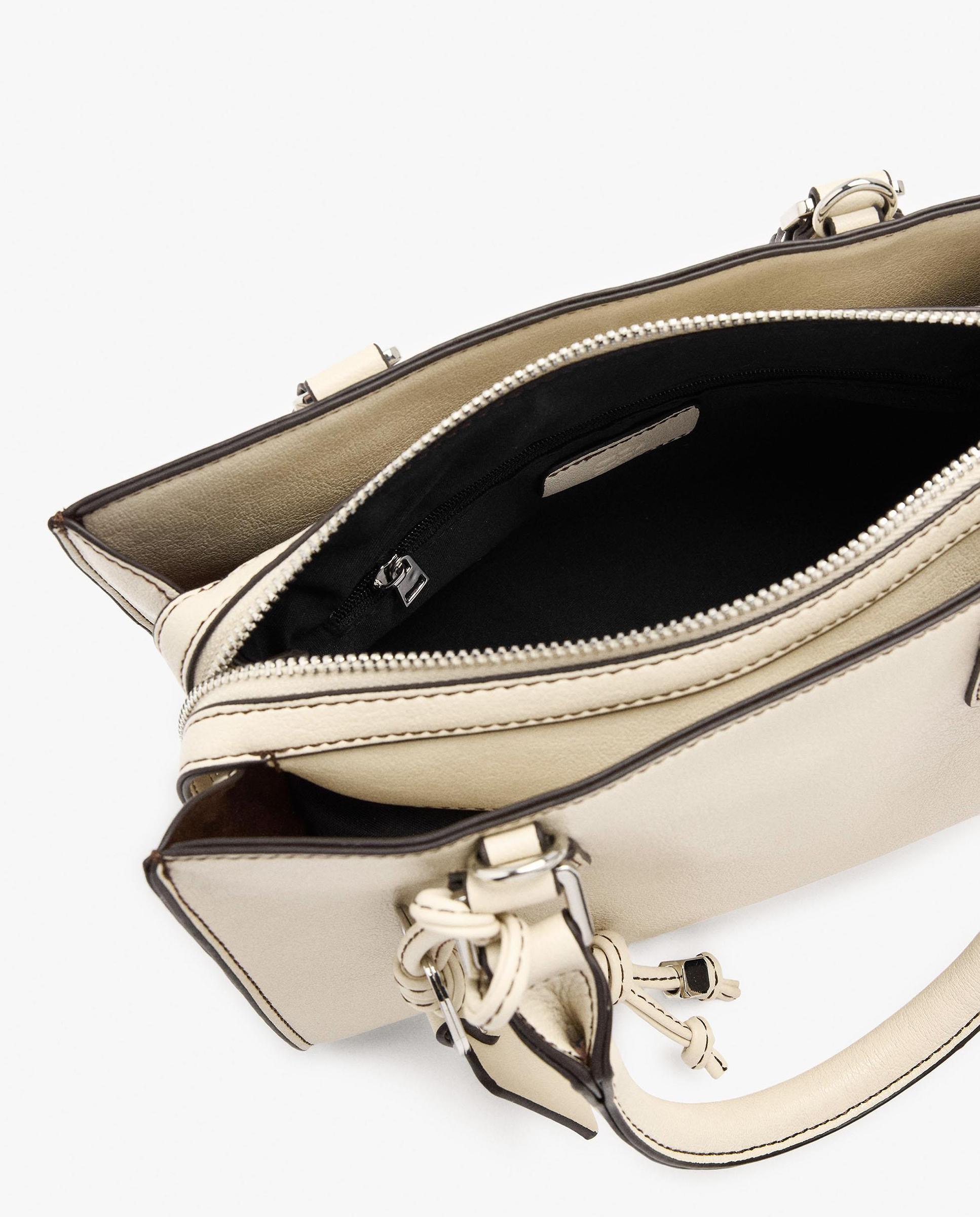 Bolso de mano estilo tote convertible a bandolera con cierre de cremallera en liso - Parfois - Crudo Crudo-5