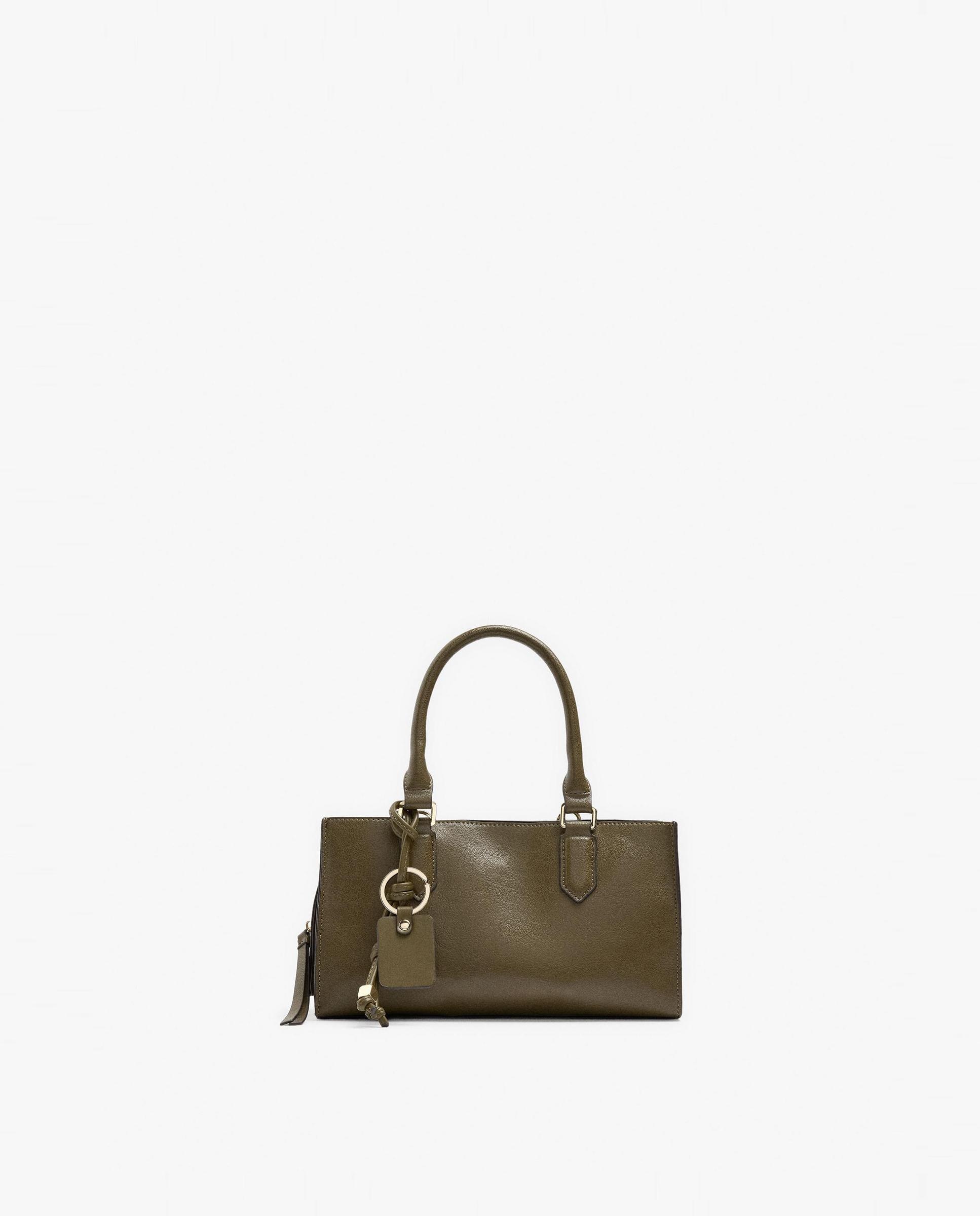 Bolso de mano estilo tote convertible a bandolera con cierre de cremallera en liso - Parfois - Kaki Kaki-1