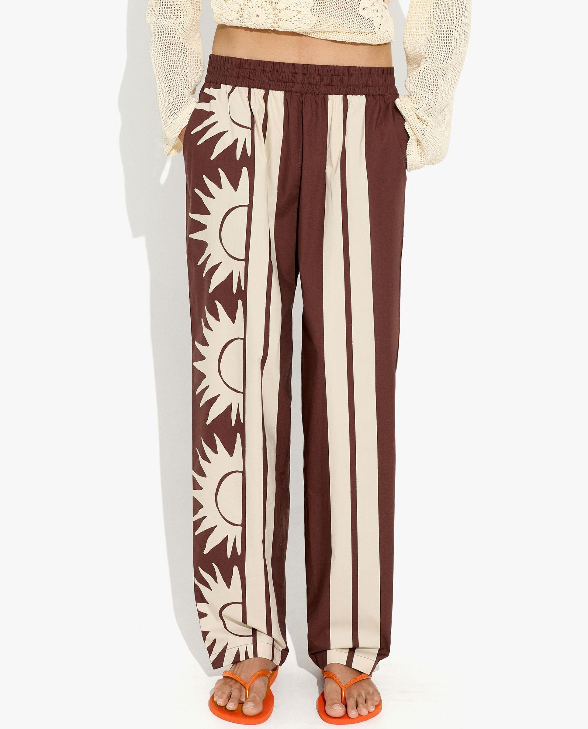 Pantalones rectos de mujer 100% algodón con estampado de rayas - Parfois - Multicolor Multicolor-2