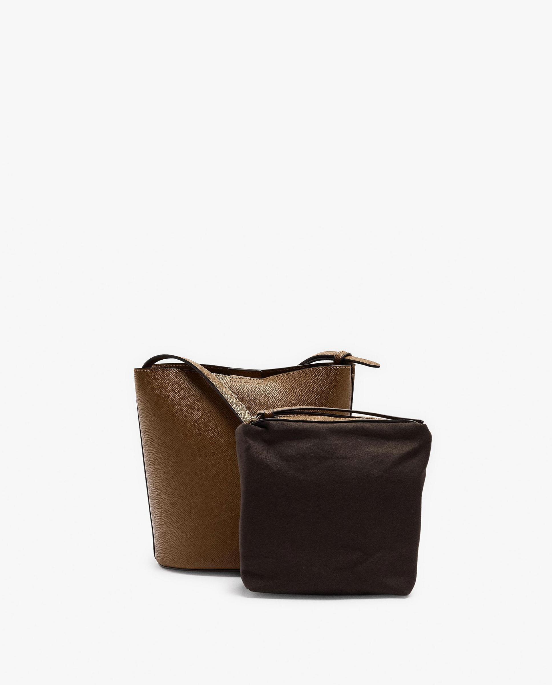 Bandolera de mujer con neceser extraíble y cierre imantado en liso - Parfois - Camel Camel-3