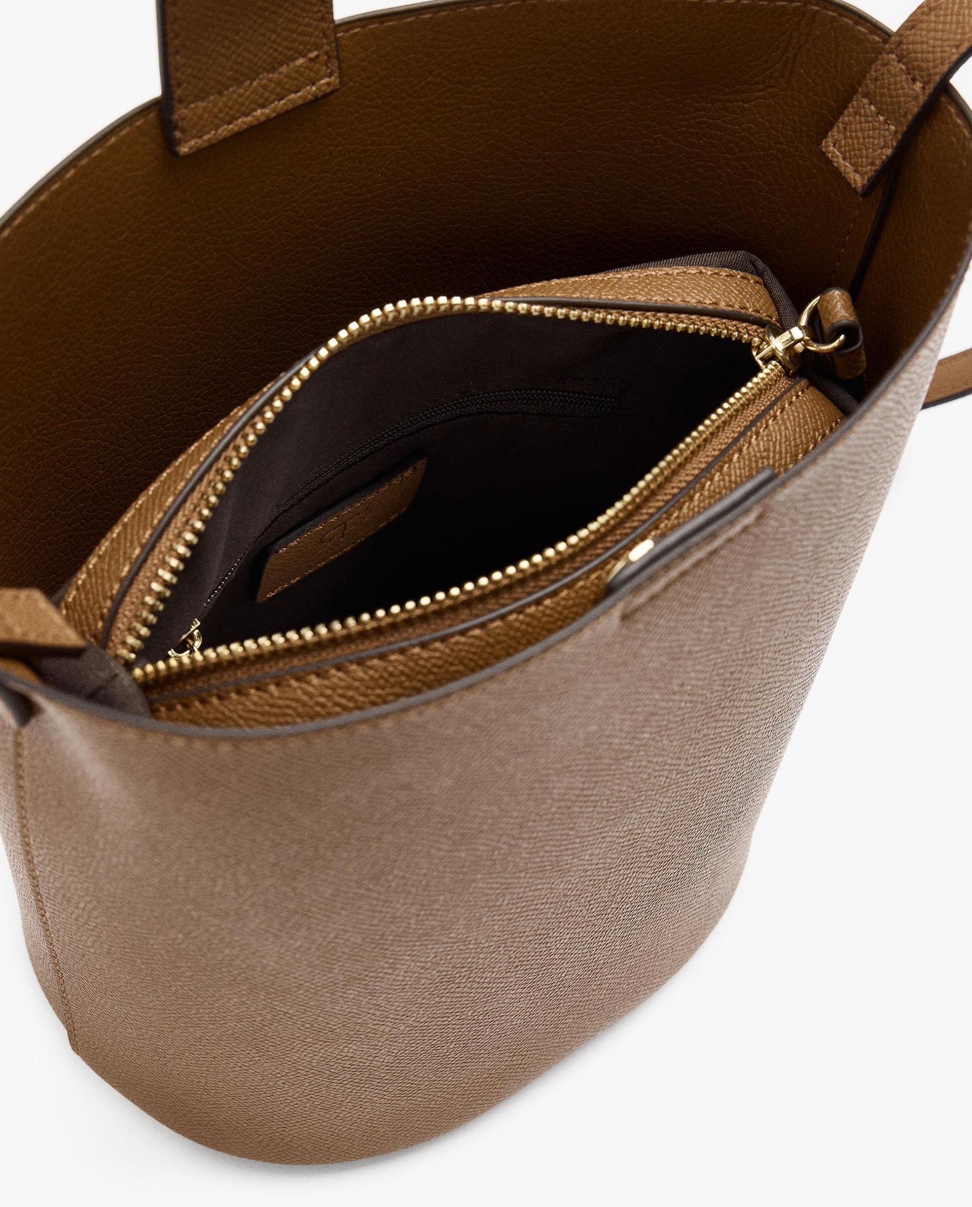 Bandolera de mujer con neceser extraíble y cierre imantado en liso - Parfois - Camel Camel-6