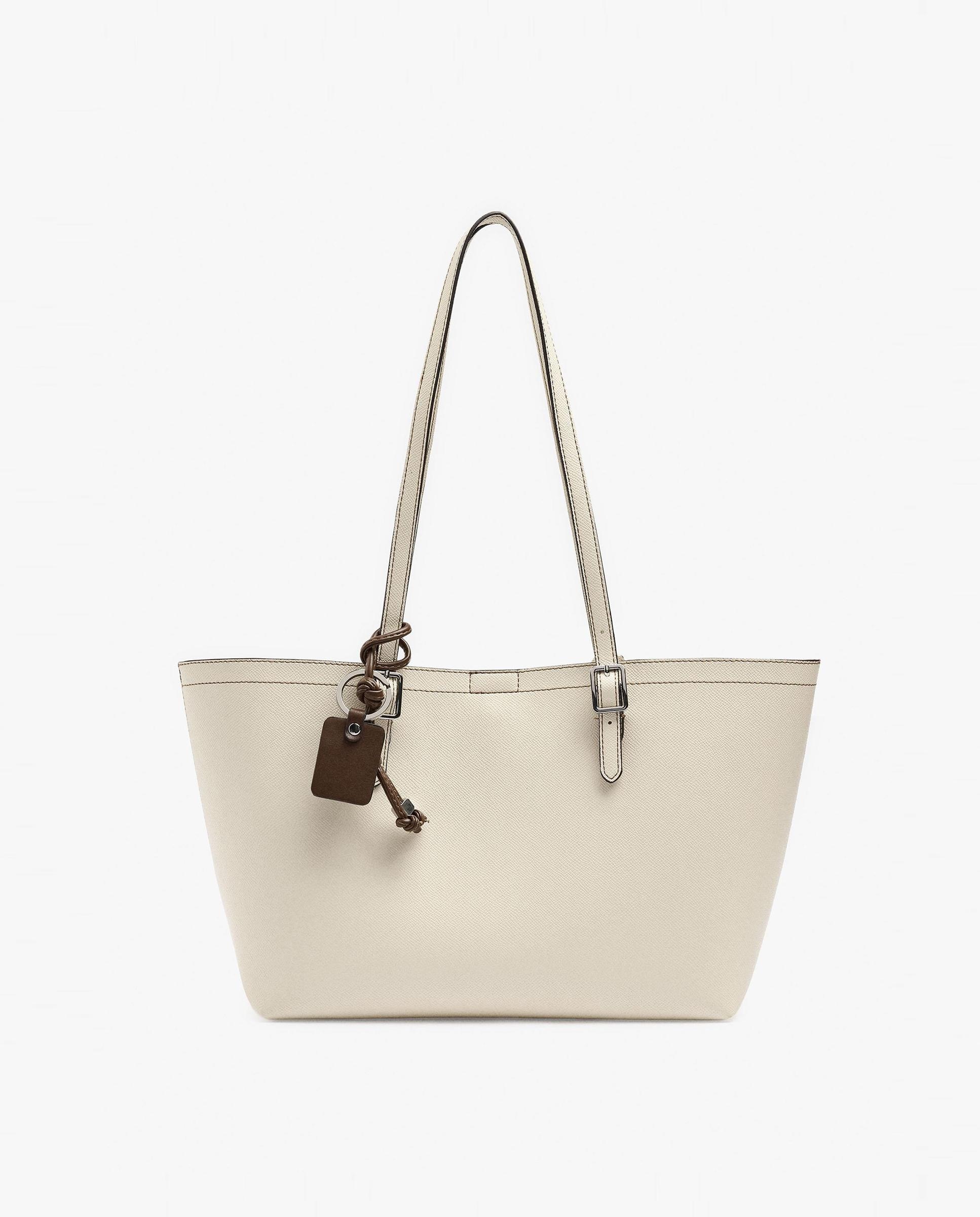 Shopper grande con cierre de cremallera en liso - Parfois - Crudo Crudo-1