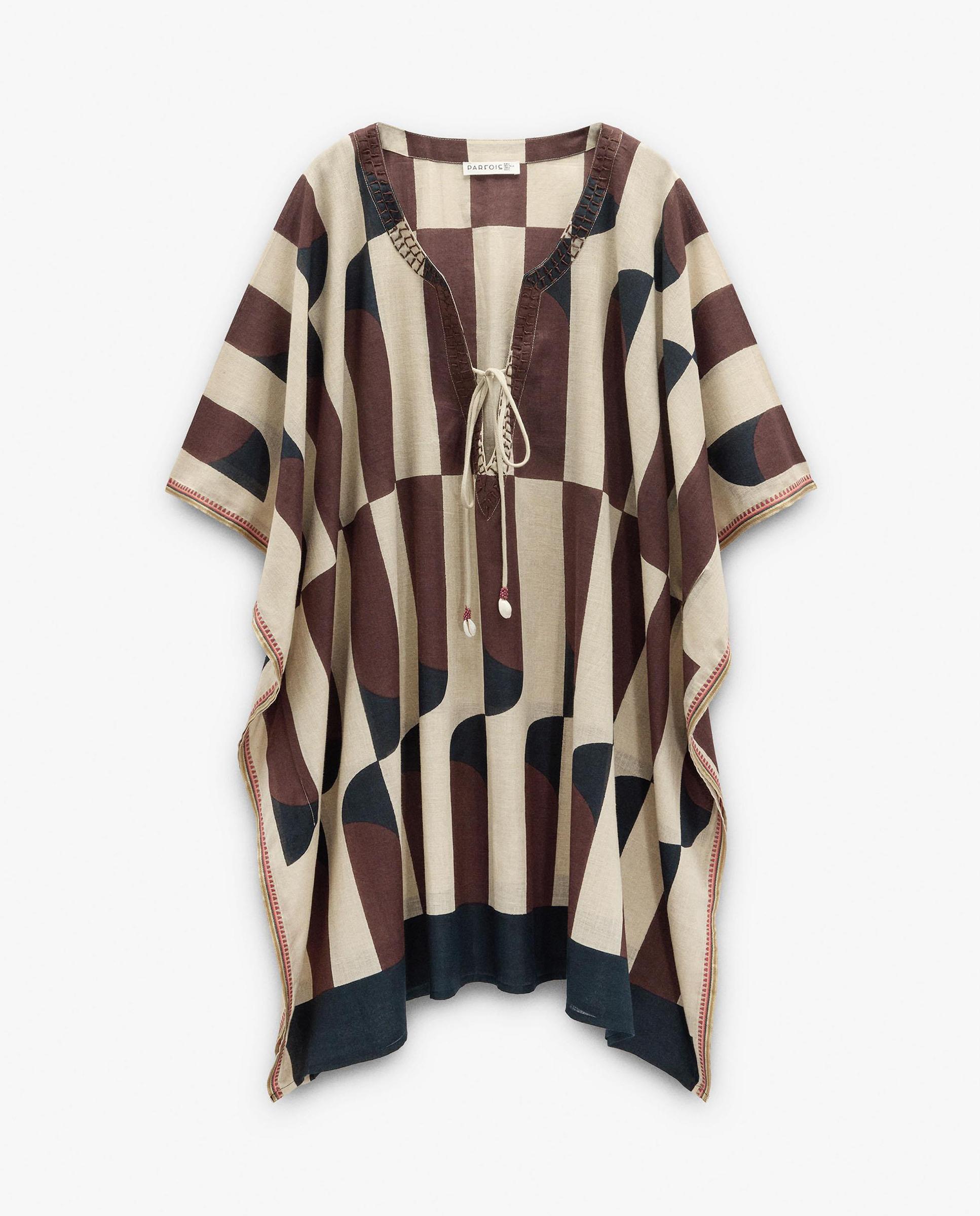 Caftán corto con estampado geométrico - Parfois - Multicolor Multicolor-1