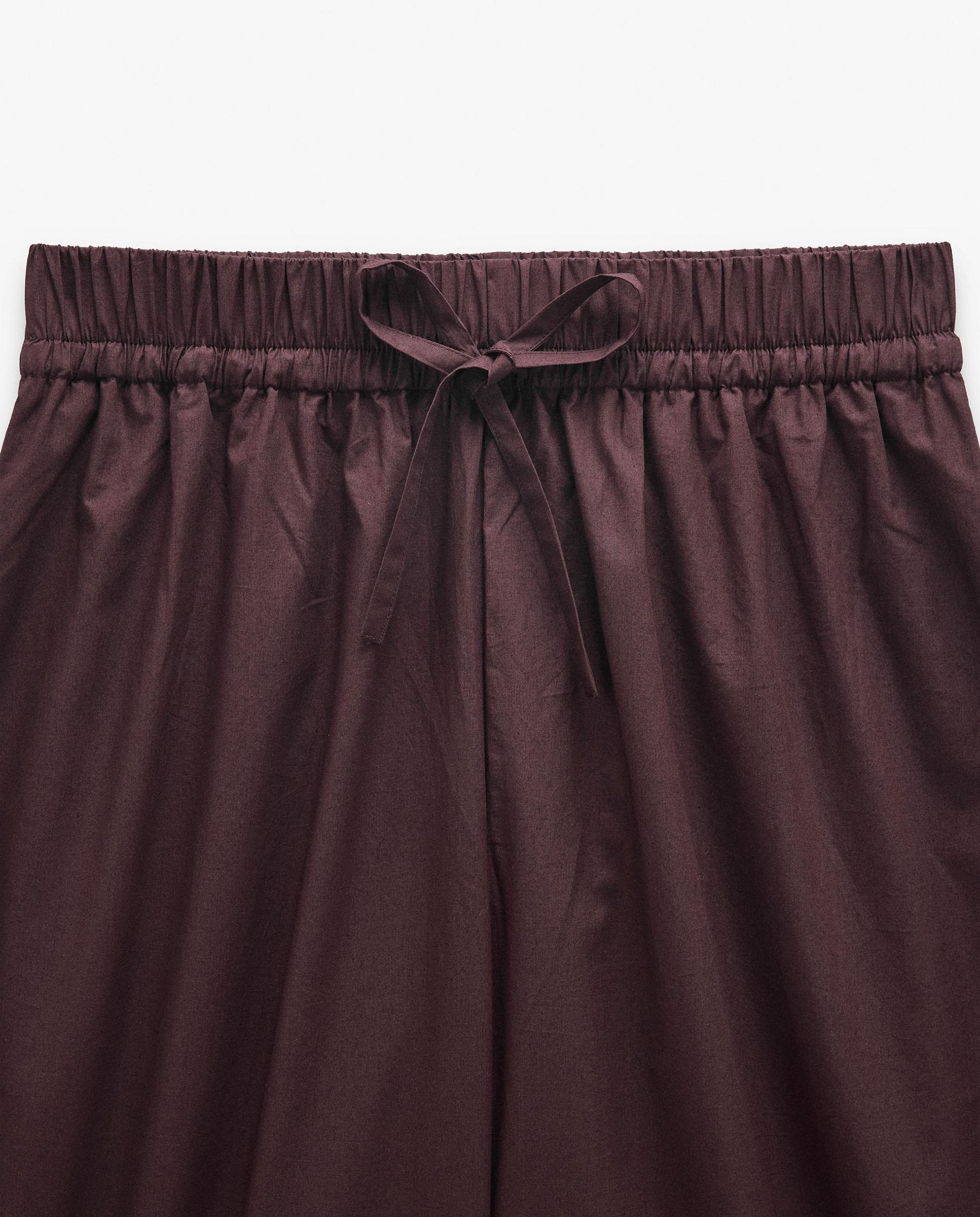 Pantalones rectos de mujer 100% algodón con cordón ajustable en liso - Parfois - Burdeos Burdeos-5