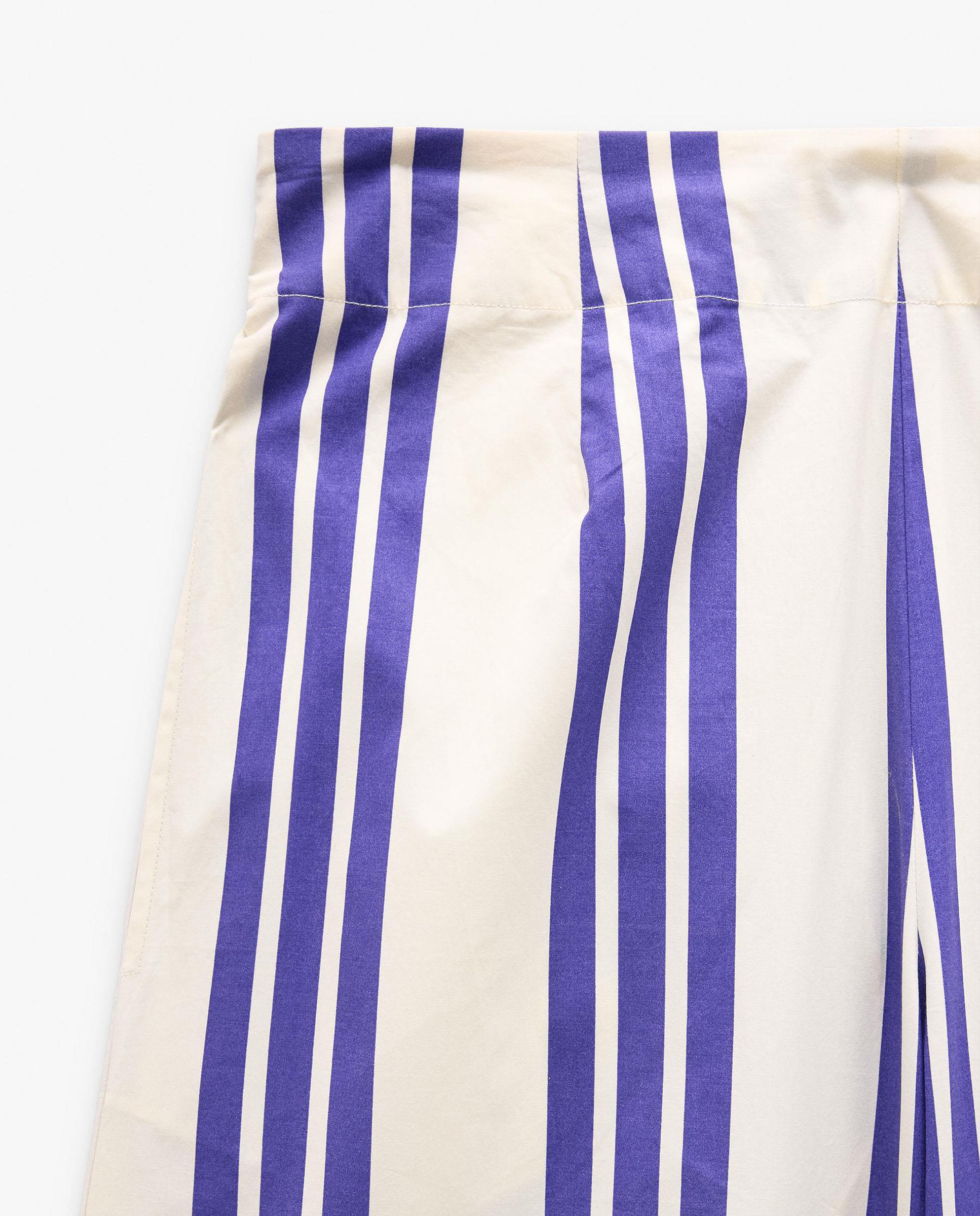 Pantalones anchos de mujer 100% algodón con estampado de rayas - Parfois - Azul Azul-5