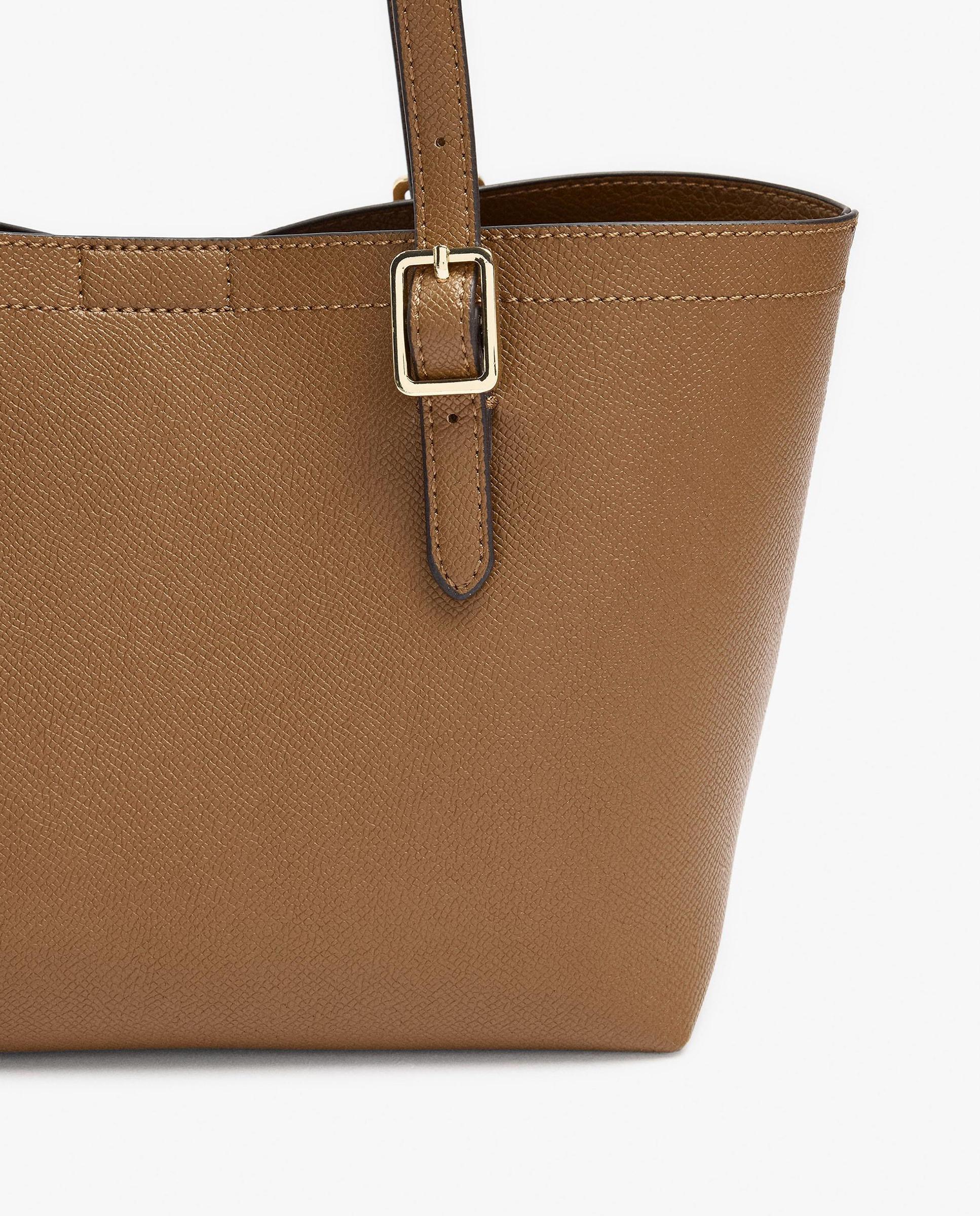 Bolso de mano estilo tote con neceser extraíble en liso - Parfois - Camel Camel-4