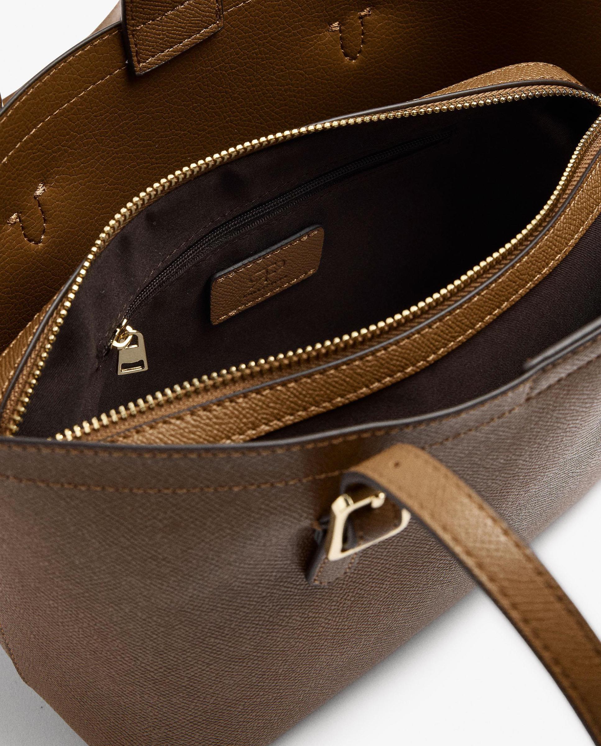 Bolso de mano estilo tote con neceser extraíble en liso - Parfois - Camel Camel-6