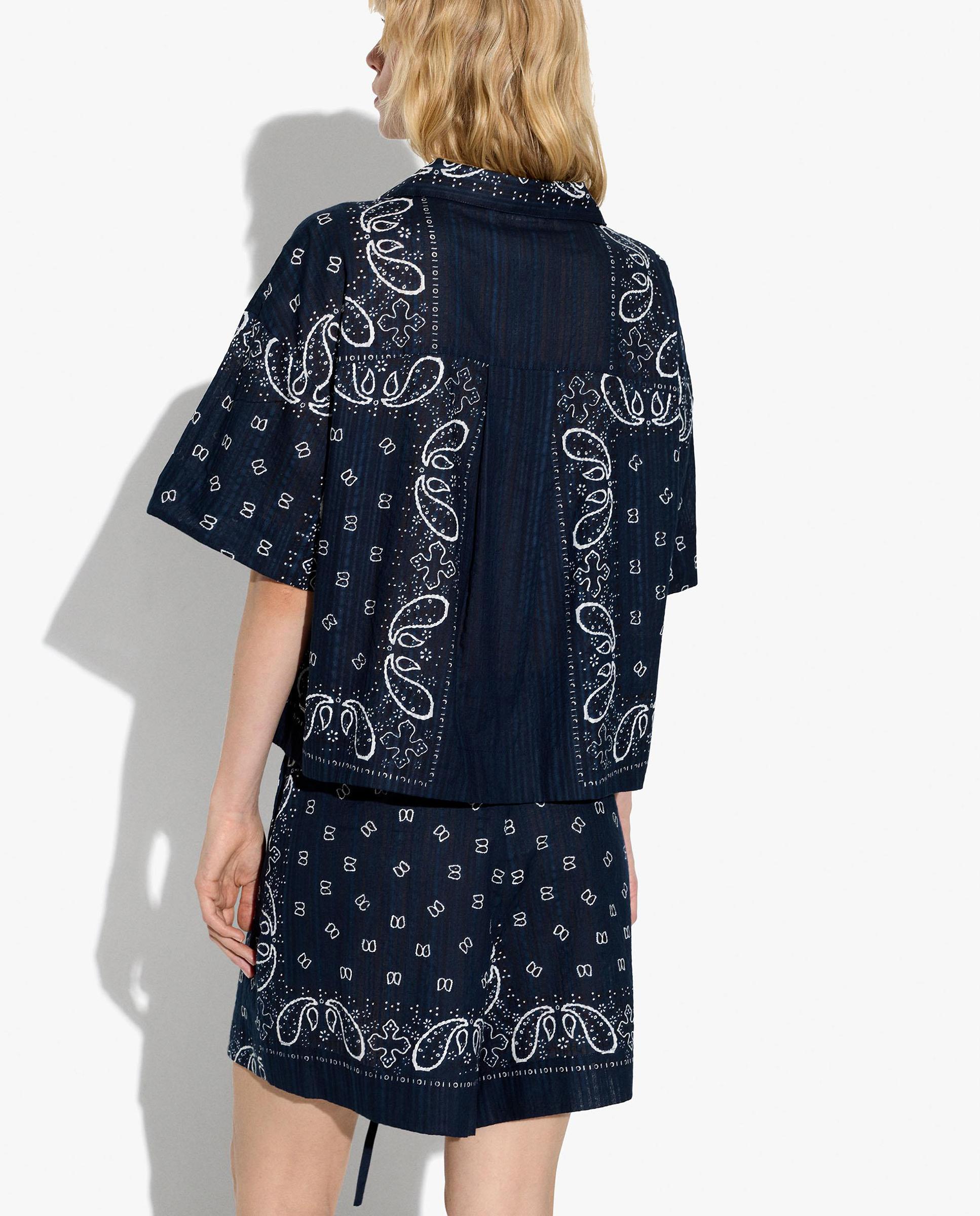 Short de mujer 100% algodón con cintura elástica y estampados - Parfois - Azul marino Azul marino-3