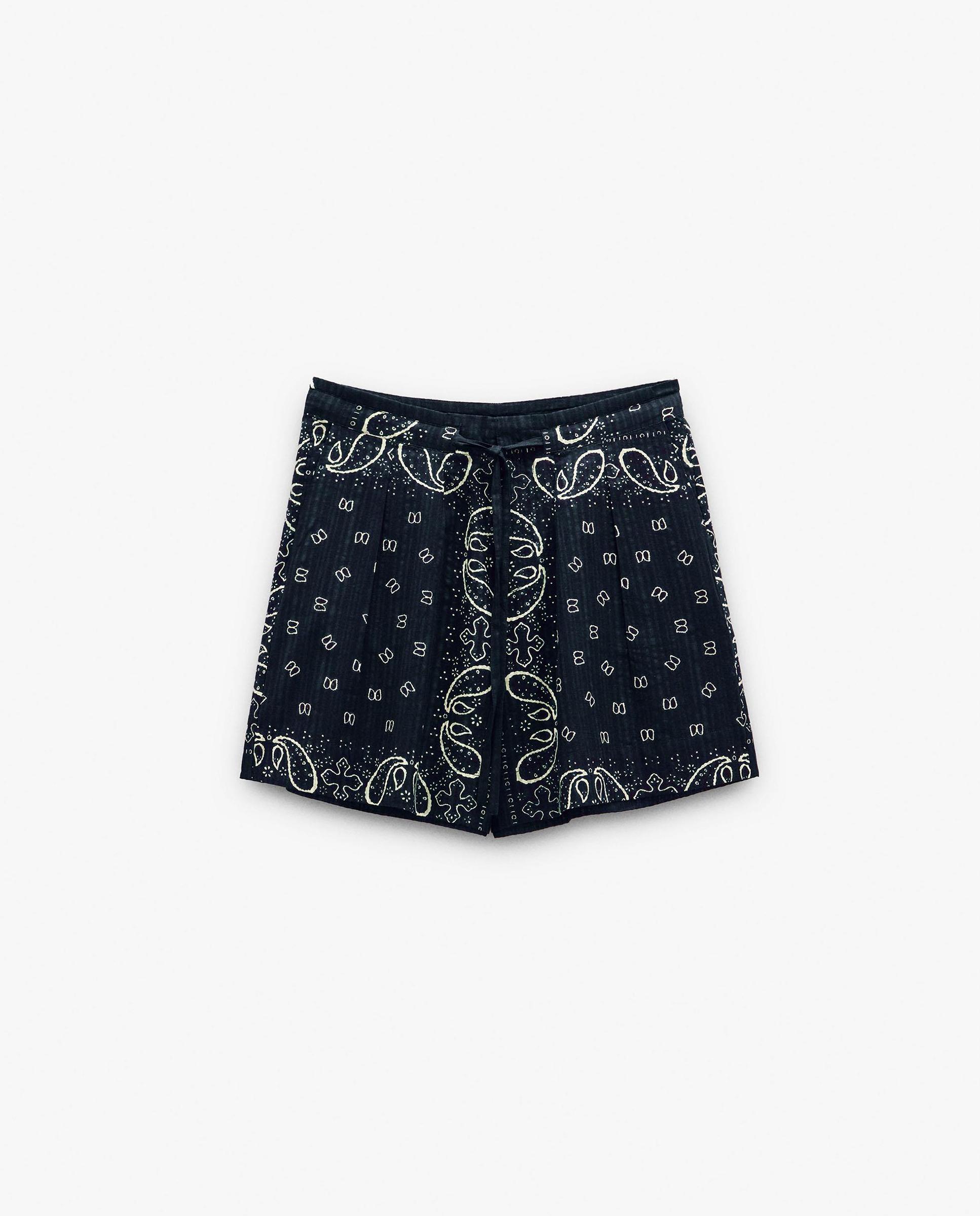 Short de mujer 100% algodón con cintura elástica y estampados - Parfois - Azul marino Azul marino-6