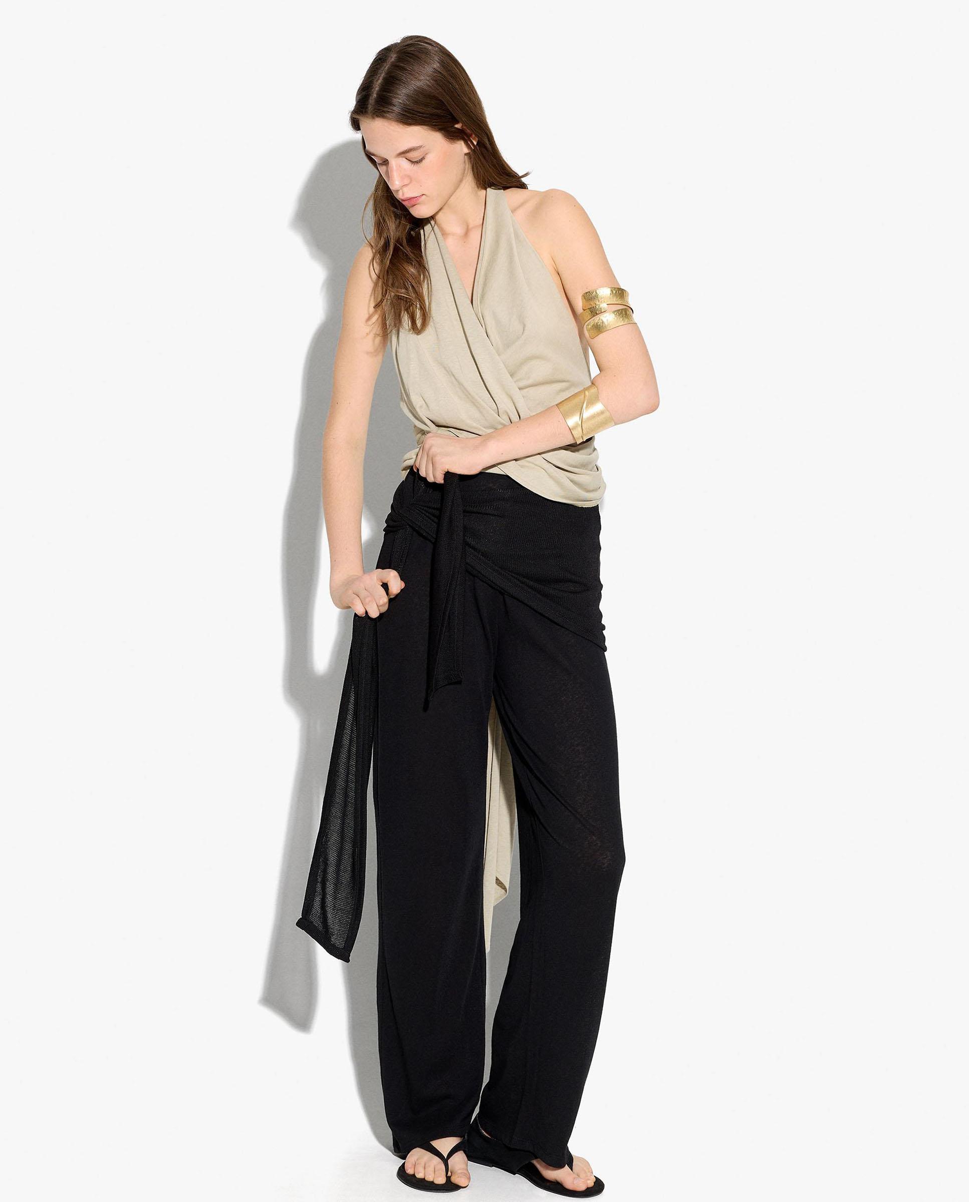 Parfois - Pantalones rectos de mujer con pareo integrado y cintura elástica.