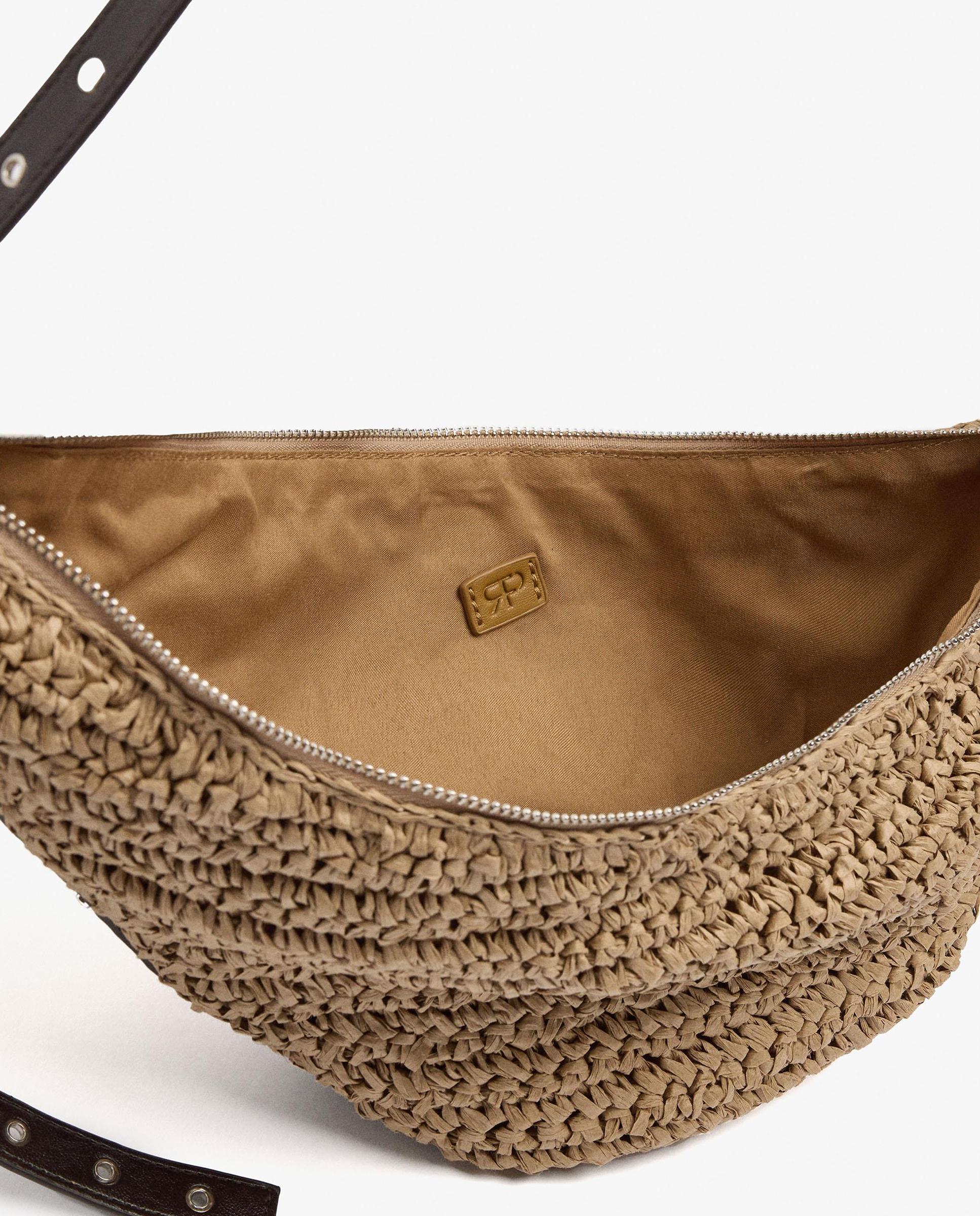 Riñonera de mujer trenzada con cierre de cremallera en liso - Parfois - Natural Natural-4