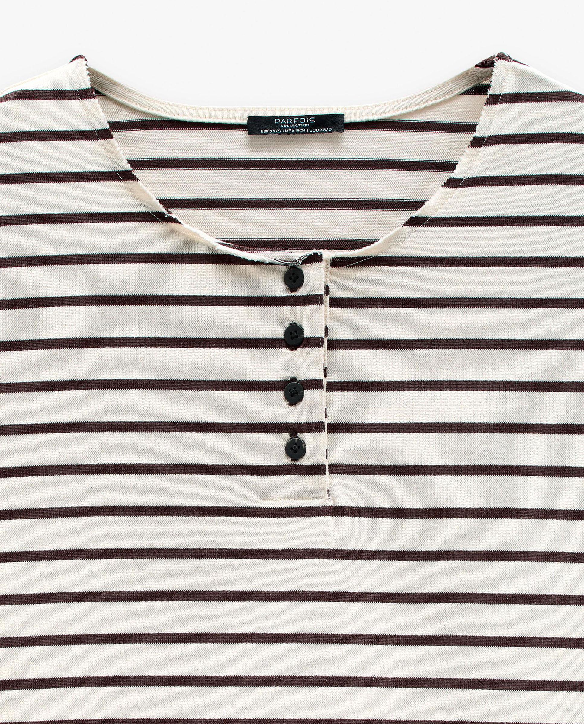 Camiseta de mujer 100% algodón de manga corta con estampado de rayas - Parfois - Multicolor Multicolor-5