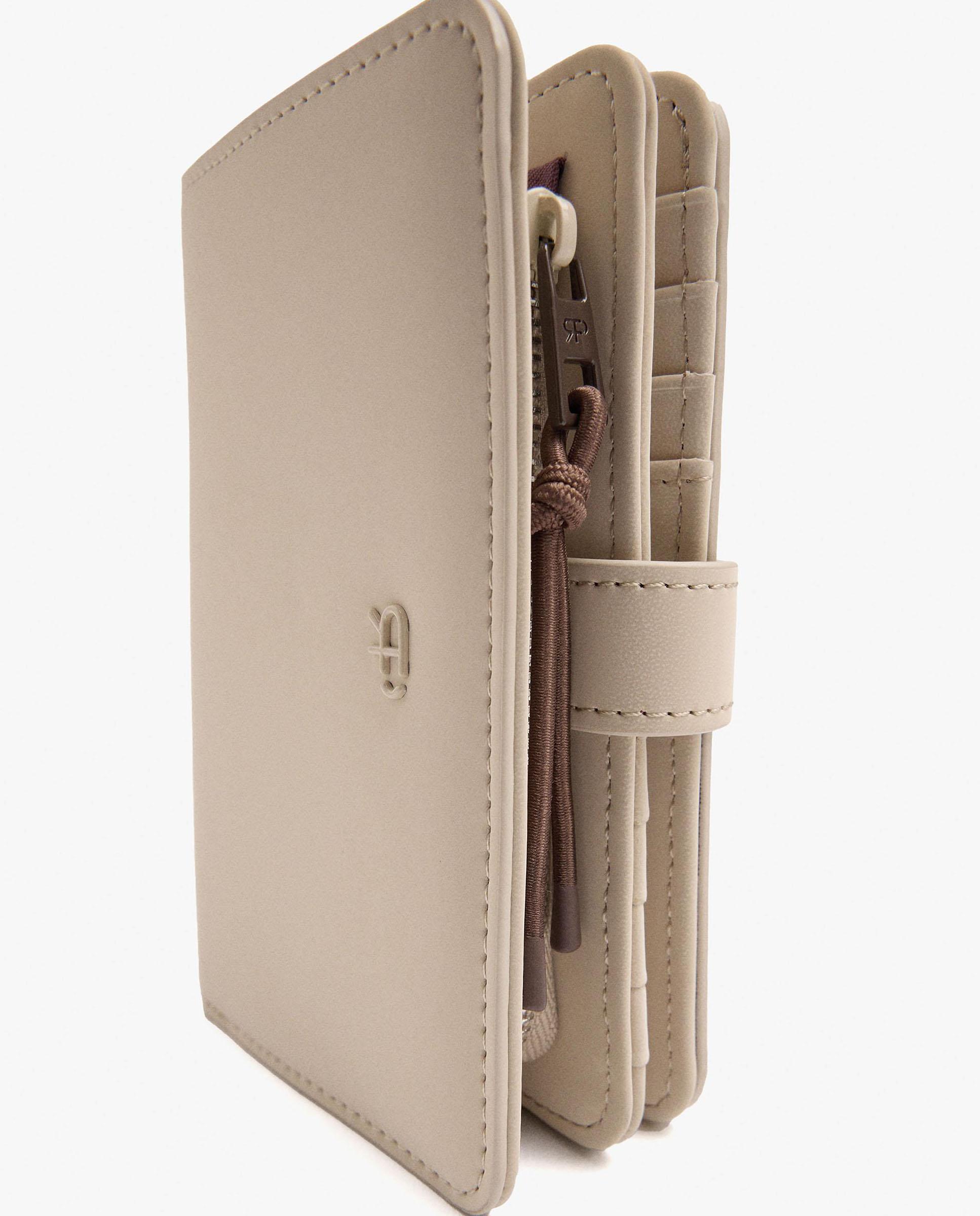 Cartera de mujer mediana con cierre de cremallera en liso - Parfois - Beige Beige-3