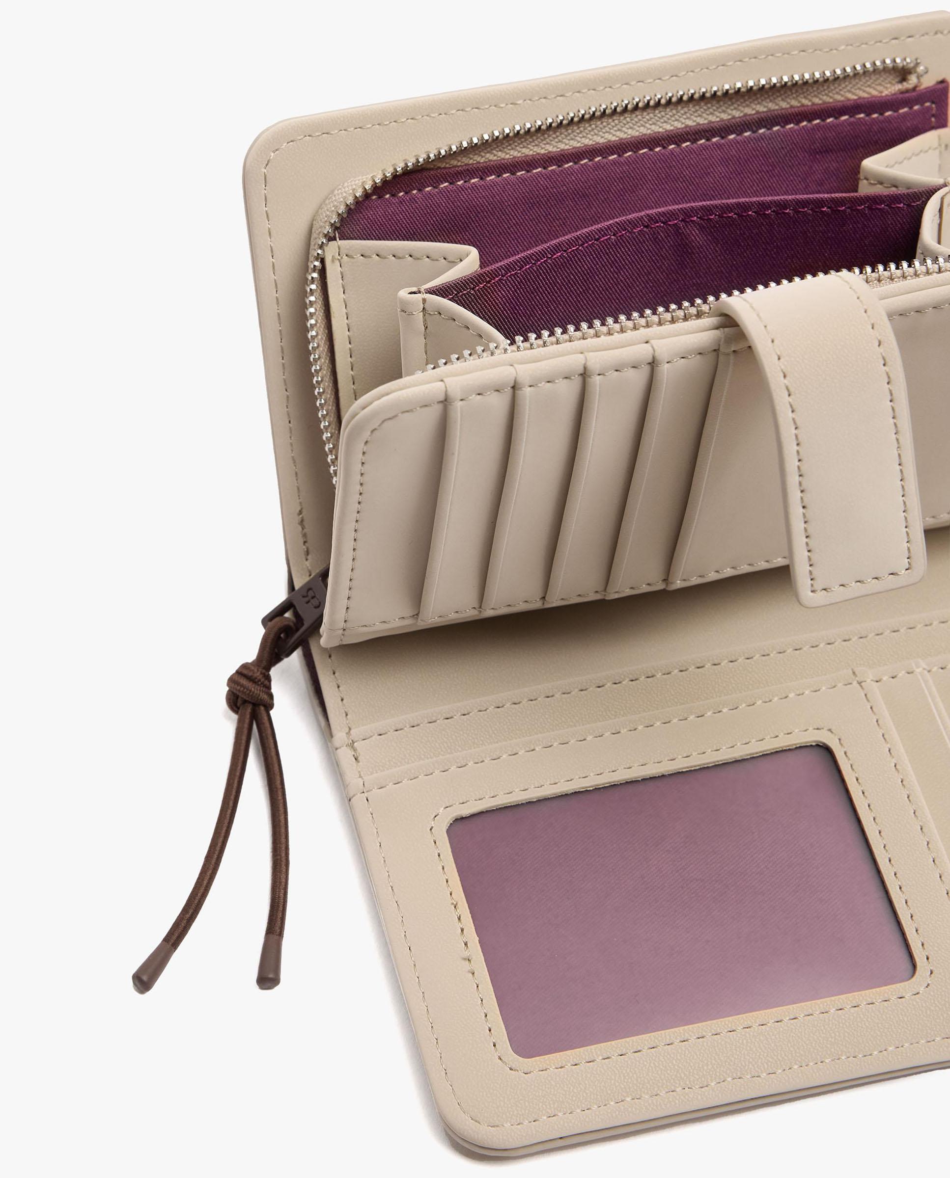 Cartera de mujer mediana con cierre de cremallera en liso - Parfois - Beige Beige-4