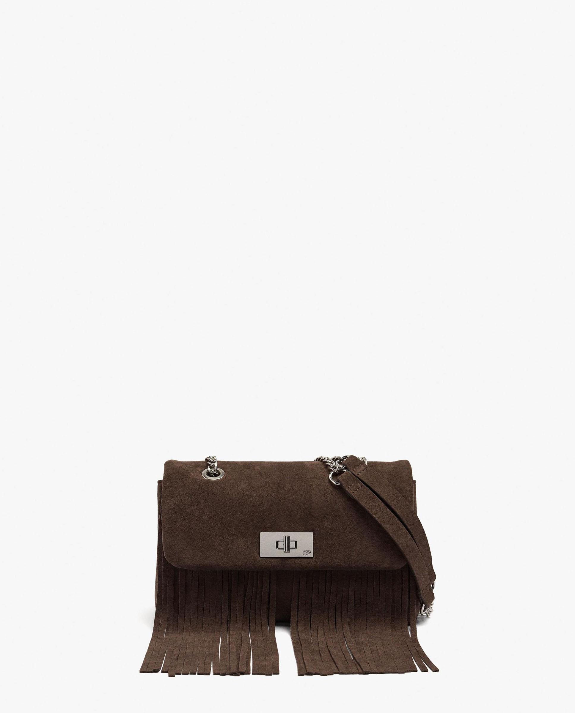 Bolso de hombro con solapa y flecos decorativos con cierre imantado - Parfois - Marrón oscuro Marrón oscuro-6