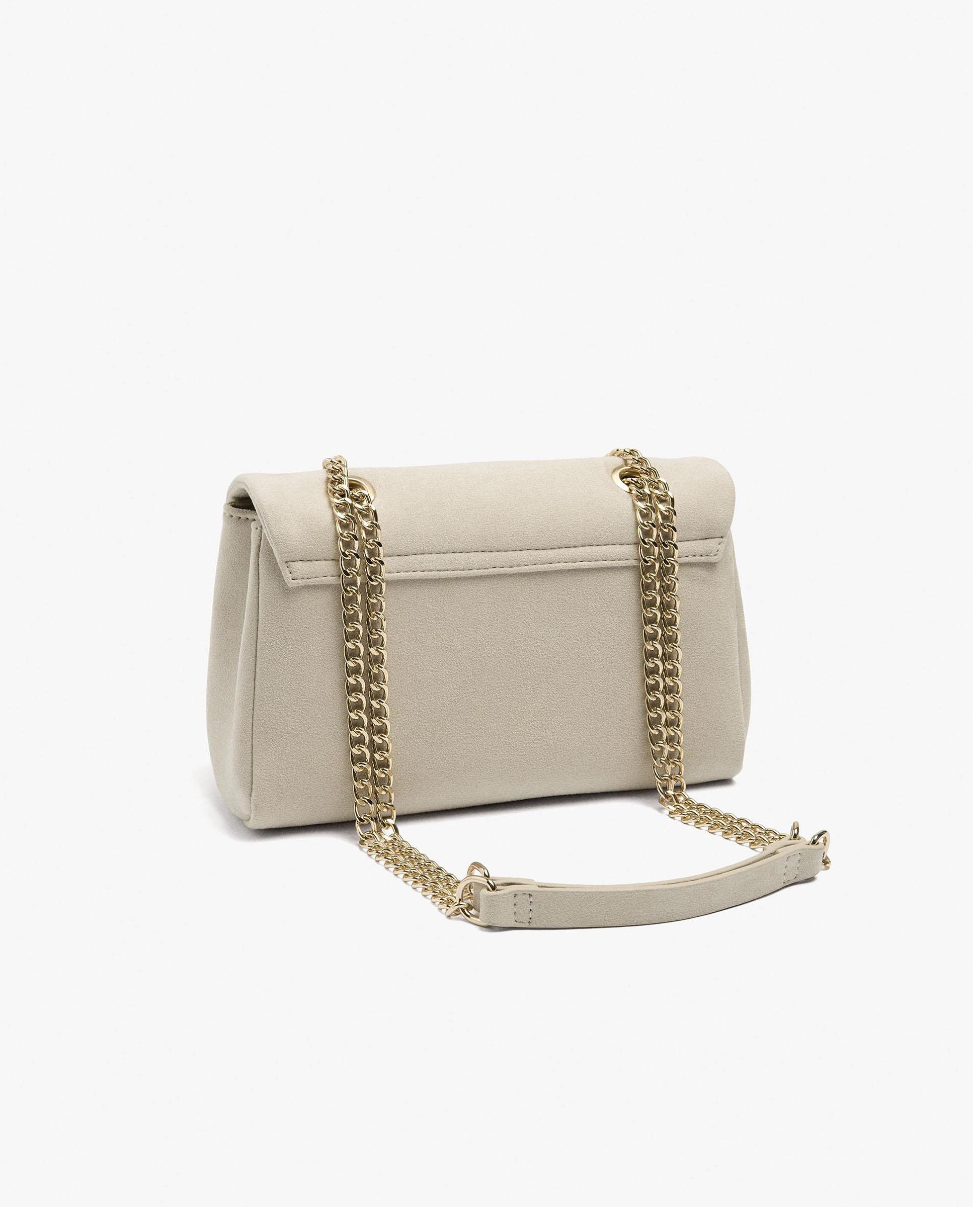 Bolso de hombro con solapa y cierre imantado con flecos decorativos - Parfois - Crudo Crudo-2