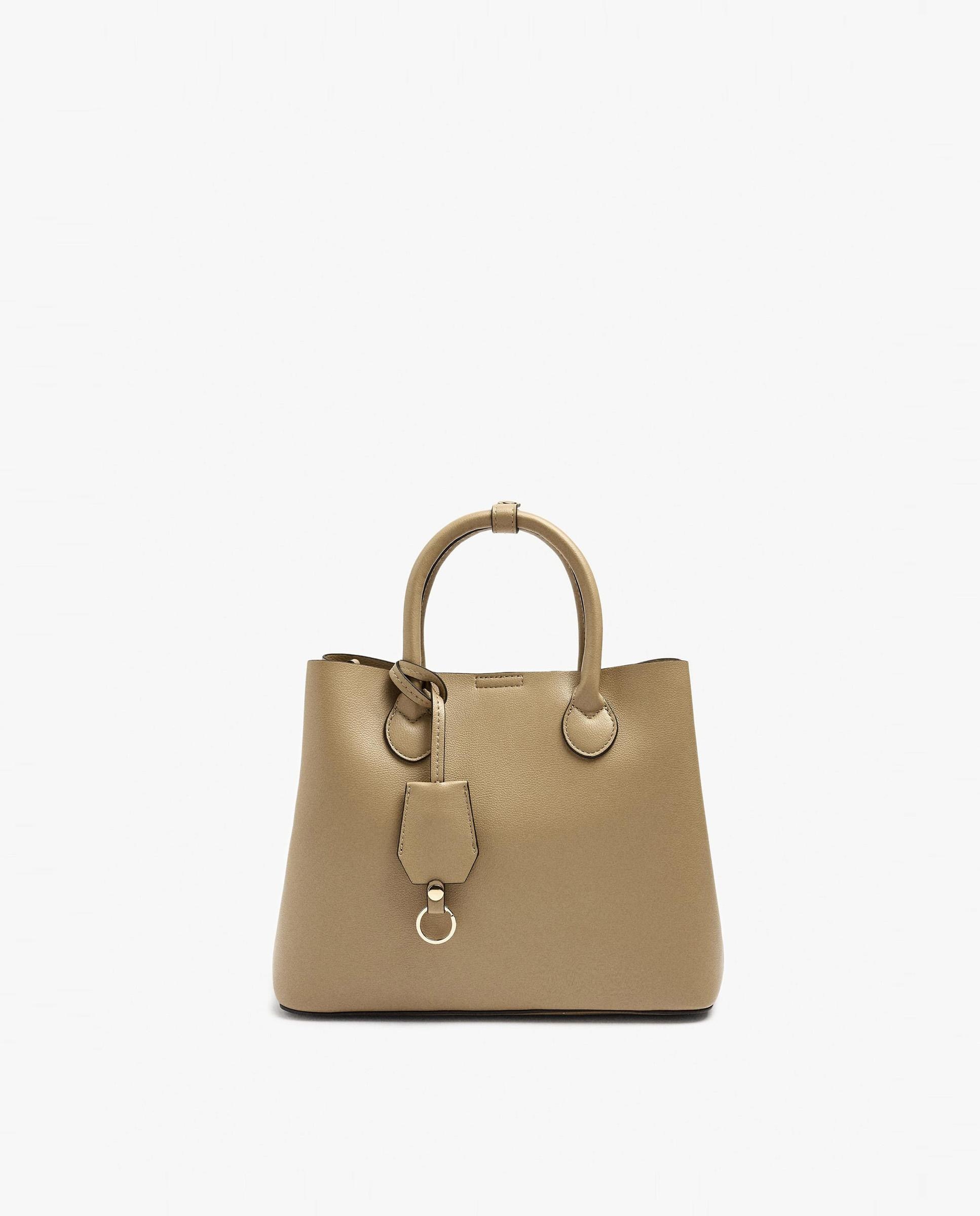 Bolso de mano estilo tote convertible a bandolera con cierre imantado en liso - Parfois - Beige Beige-1