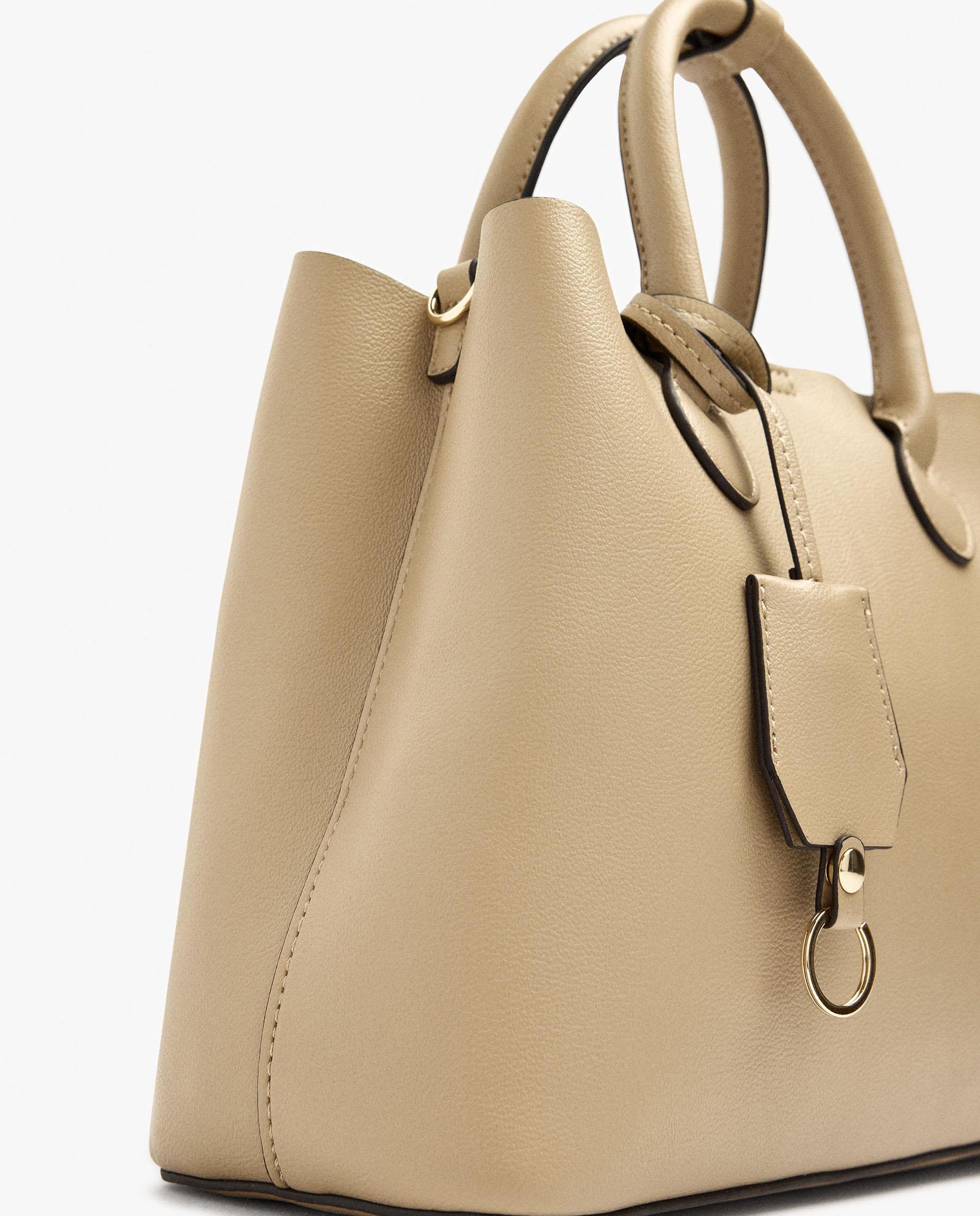 Bolso de mano estilo tote convertible a bandolera con cierre imantado en liso - Parfois - Beige Beige-3