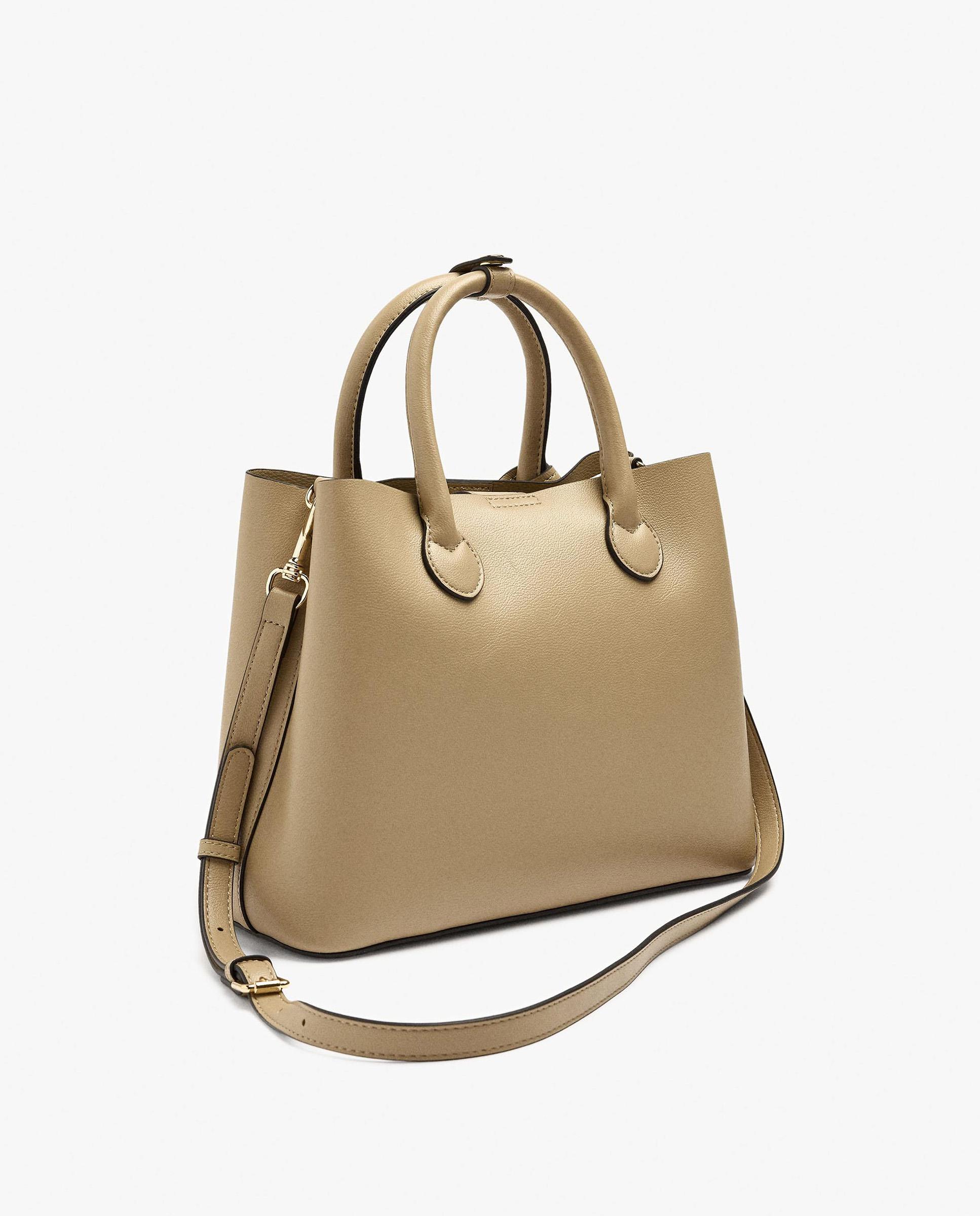 Bolso de mano estilo tote convertible a bandolera con cierre imantado en liso - Parfois - Beige Beige-2
