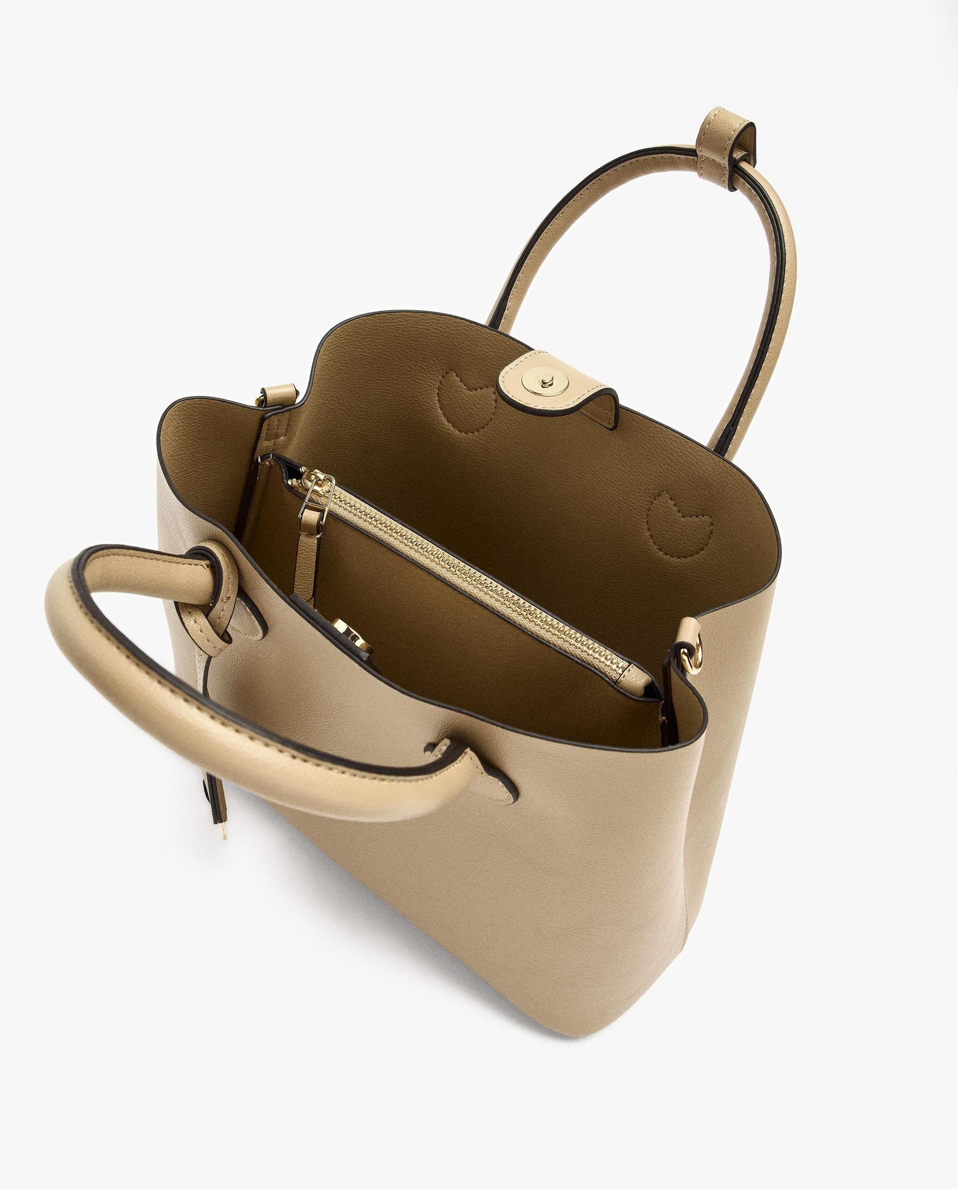 Bolso de mano estilo tote convertible a bandolera con cierre imantado en liso - Parfois - Beige Beige-4