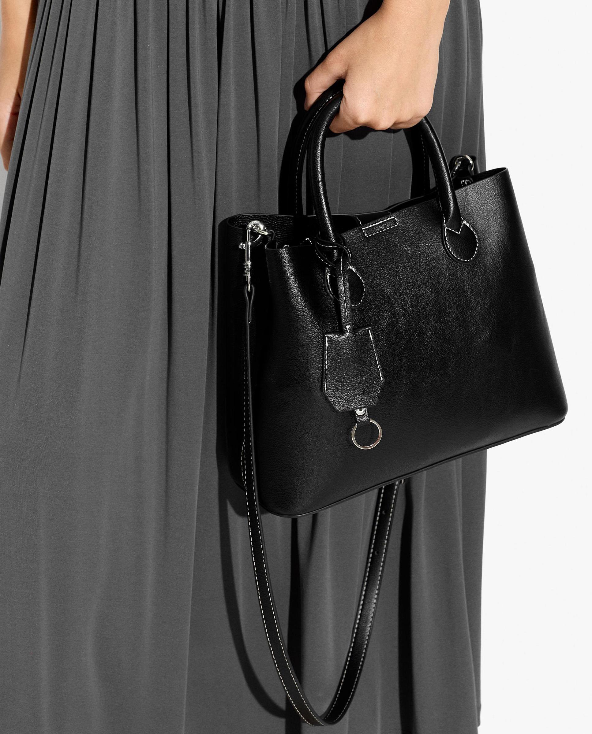 Bolso de mano estilo tote convertible a bandolera con cierre imantado en liso - Parfois - Negro Negro-2