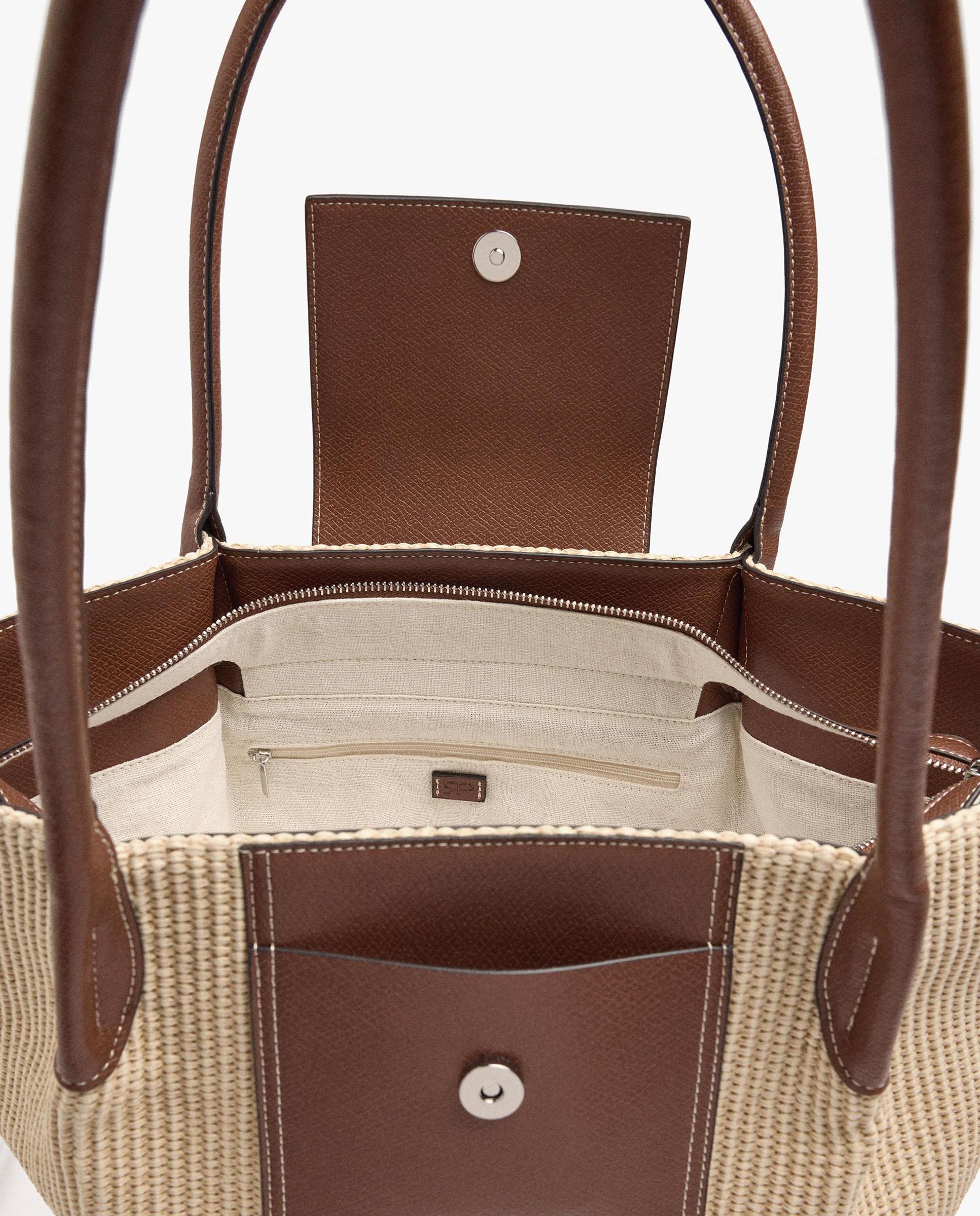 Shopper con cierre imantado en liso - Parfois - Natural Natural-4